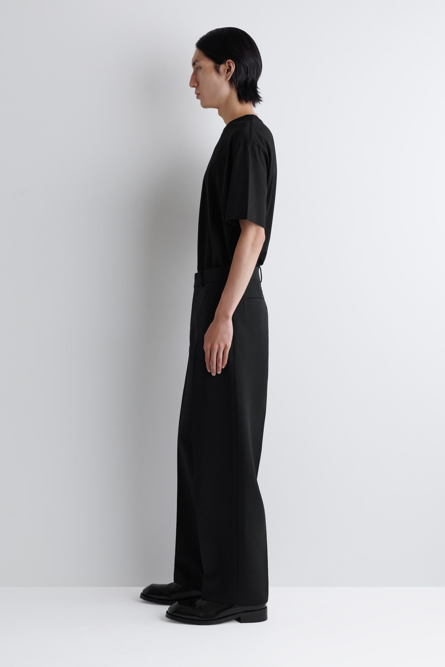 PANTALON DROIT EN LAINE MÉLANGÉE - NOIR/BRUN FONCÉ - 5