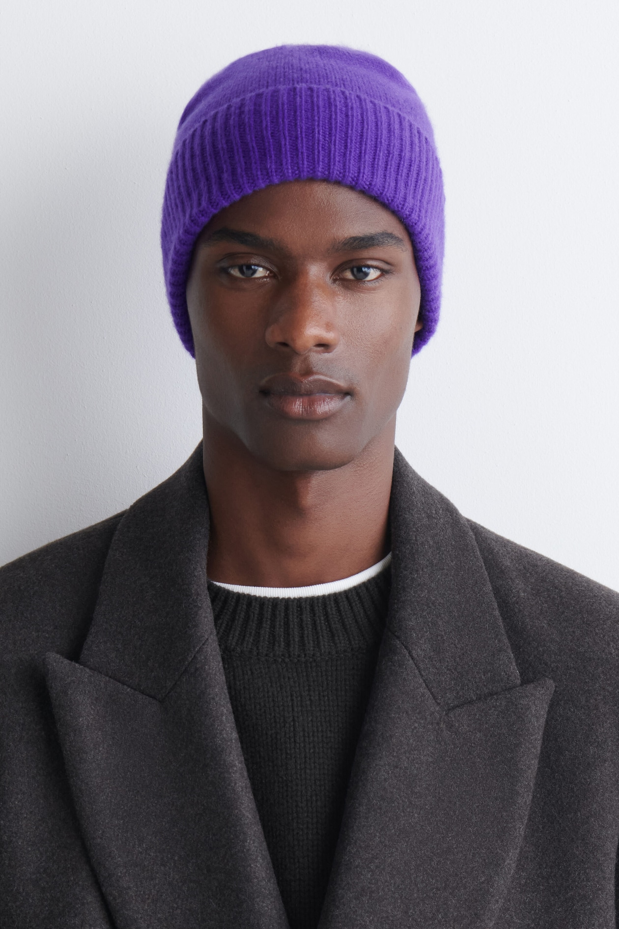 PURE CASHMERE BEANIE — PURPLE