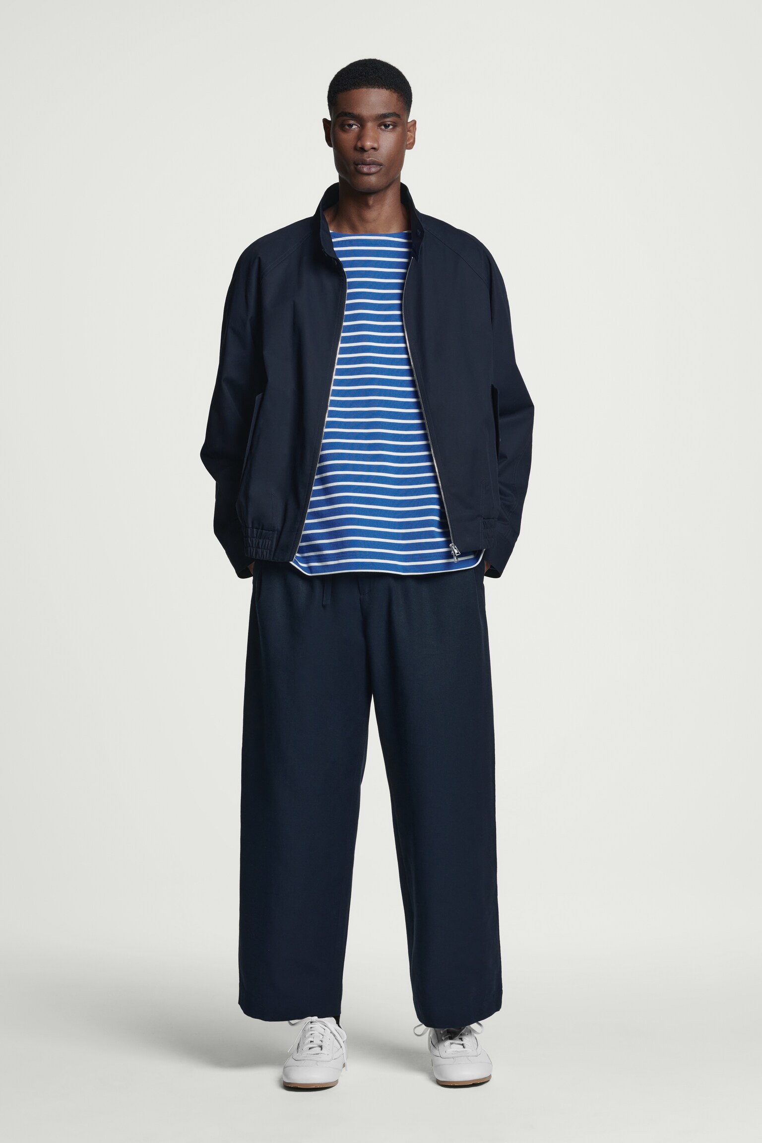 RELAXED STRIPED BOAT-NECK T-SHIRT - BLUE / WHITE / STRIPED - 5