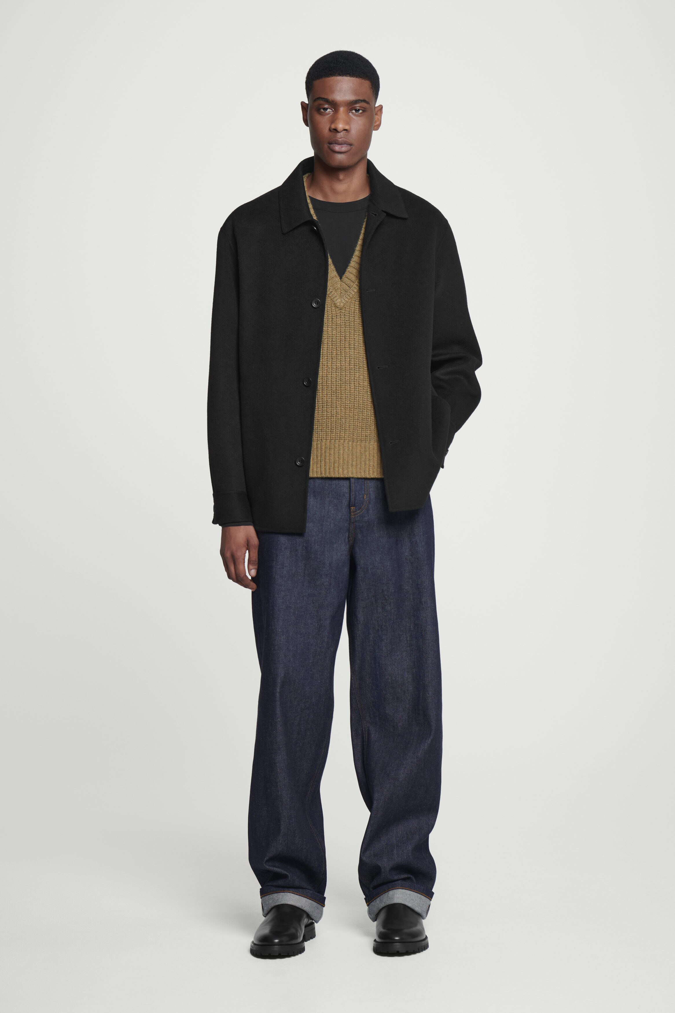 WOOL-CASHMERE V-NECK HYBRID TANK - DARK GREEN | COS