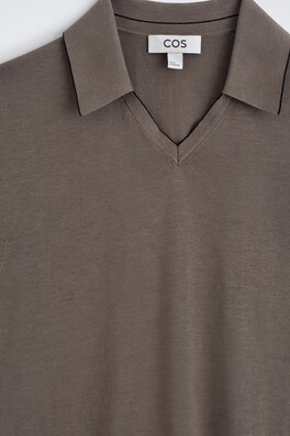 CONTRAST-TIPPED SILK-COTTON POLO SHIRT — BROWN 6