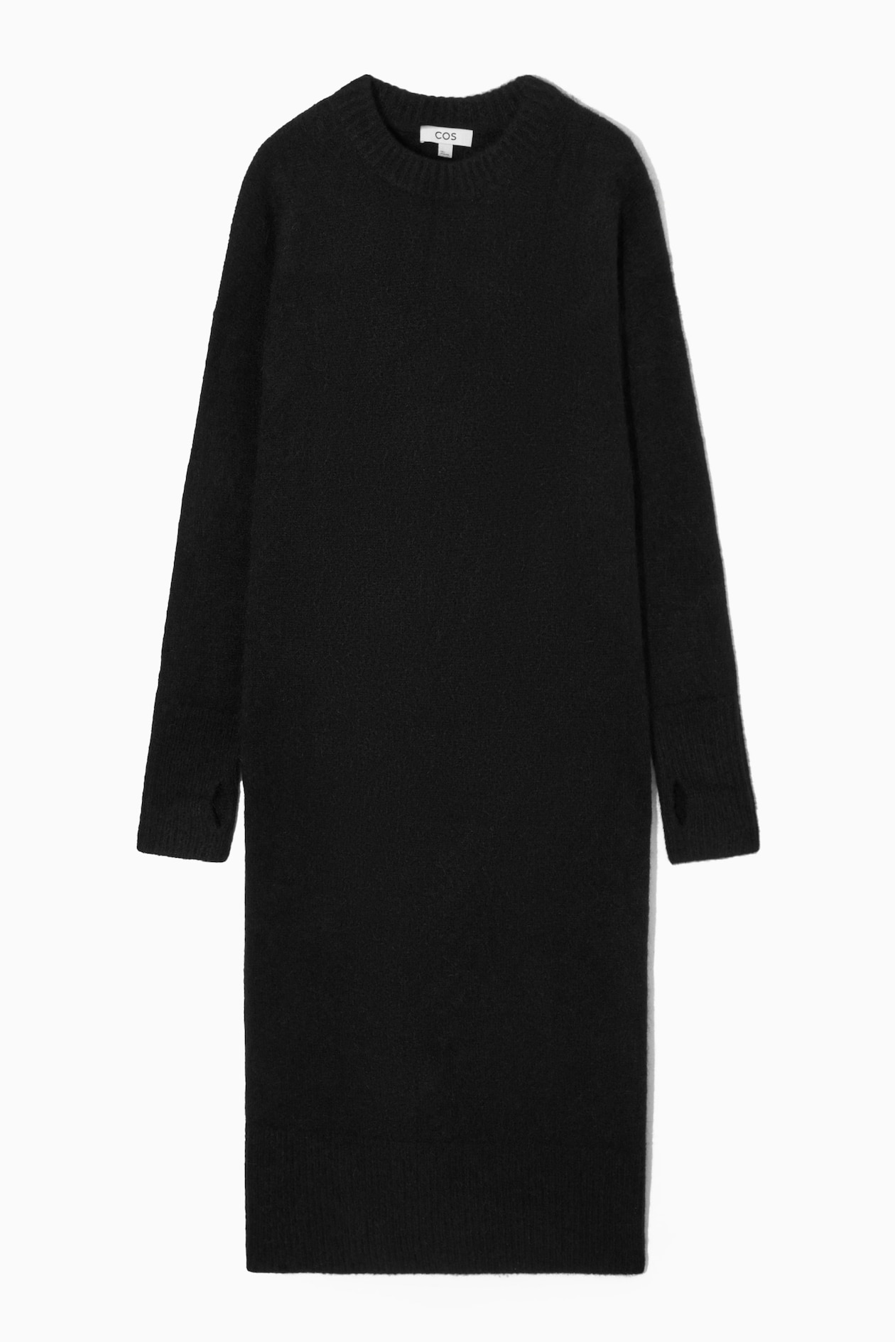 cos oversized lambswool dress OVERSIZED KNITTED ALPACA-BLEND DRESS - BLACK
