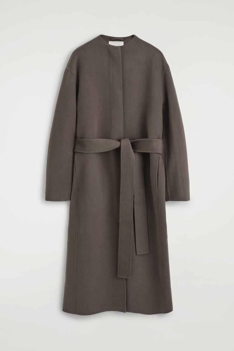 Belted Double-Faced Wool-Blend Long Coat