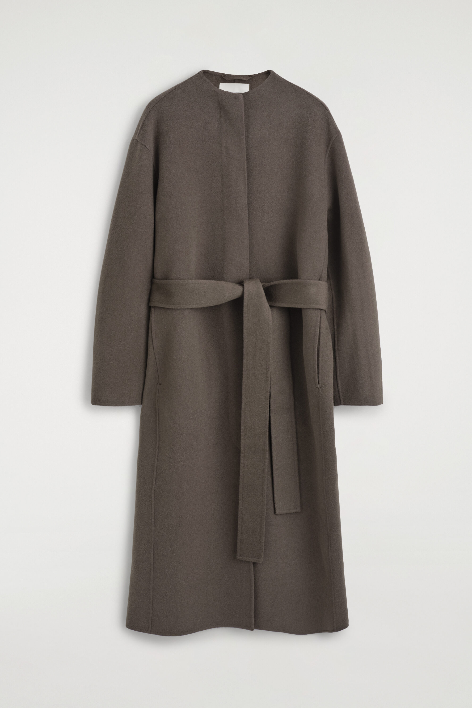 BELTED DOUBLE-FACED WOOL-BLEND LONG COAT - thumbnail 6