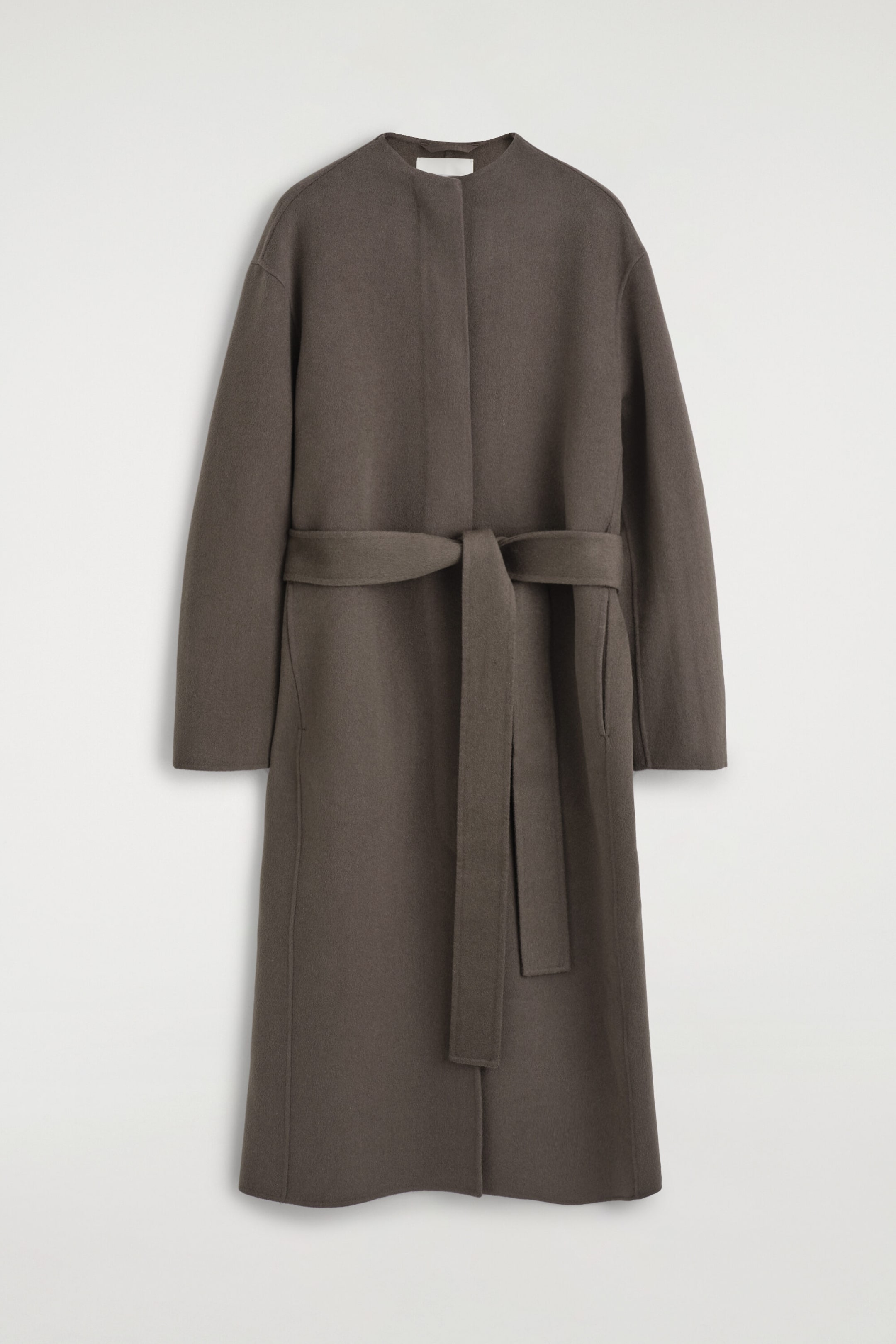 BELTED DOUBLE-FACED WOOL-BLEND LONG COAT