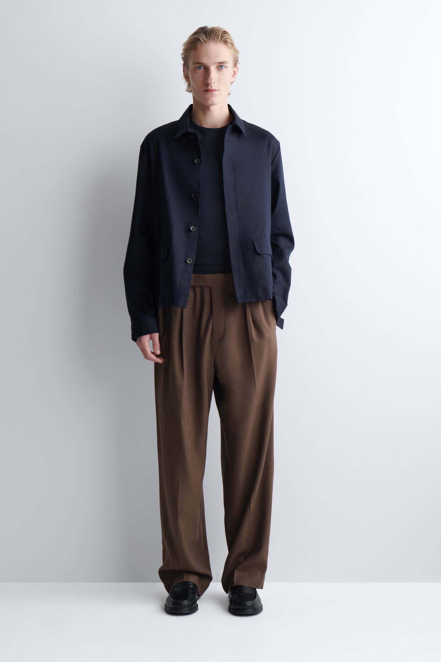 SURCHEMISE DÉCONTRACTÉE EN COTON - BLEU MARINE/BEIGE - 7