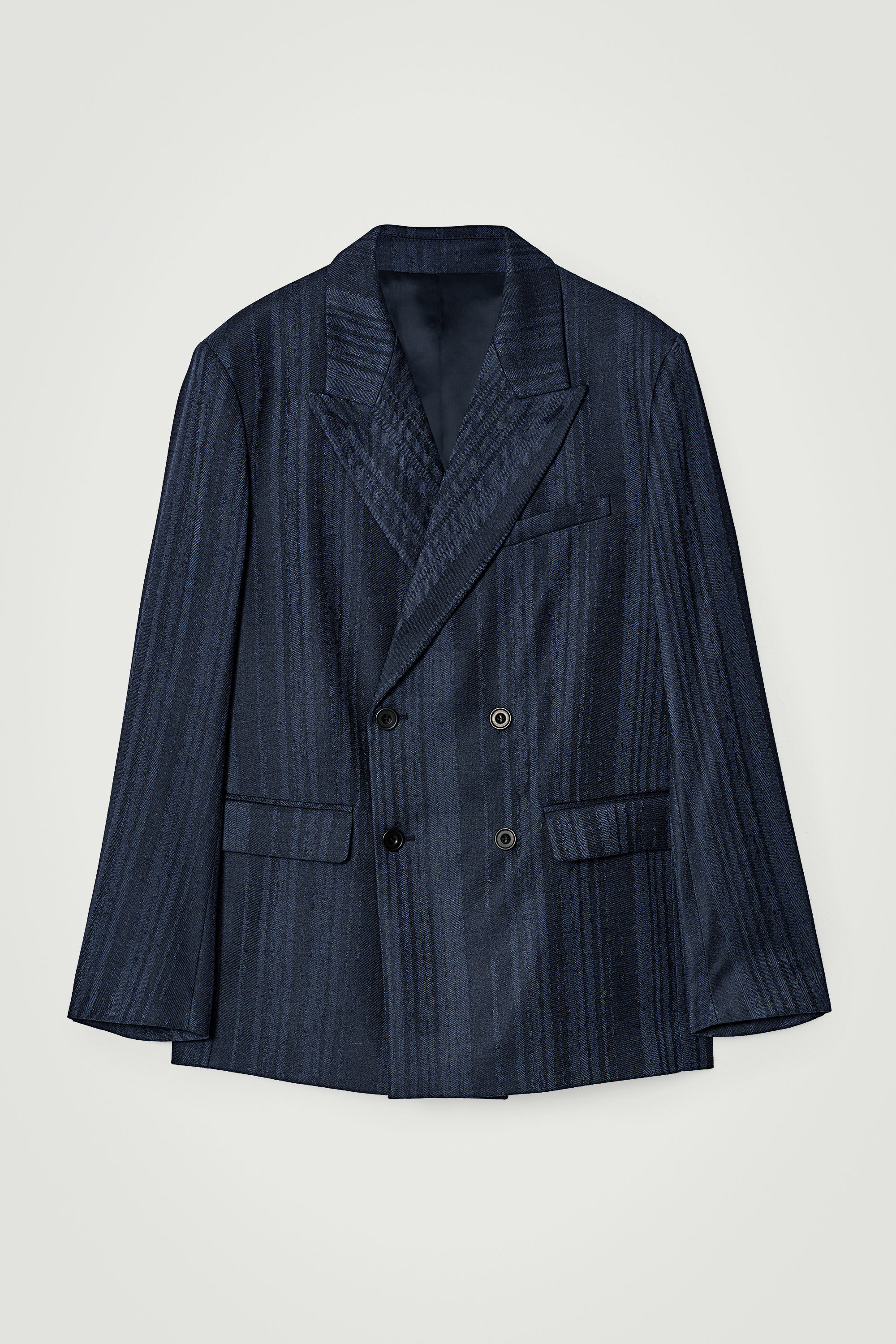 DOUBLE-BREASTED JACQUARD BLAZER - NAVY / STRIPED | COS US