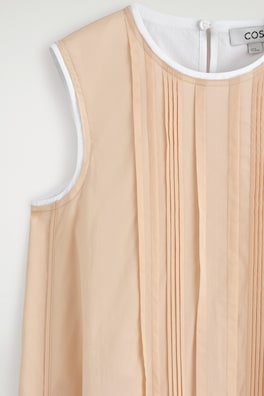 LAYERED PINTUCKED MINI DRESS — BEIGE 6