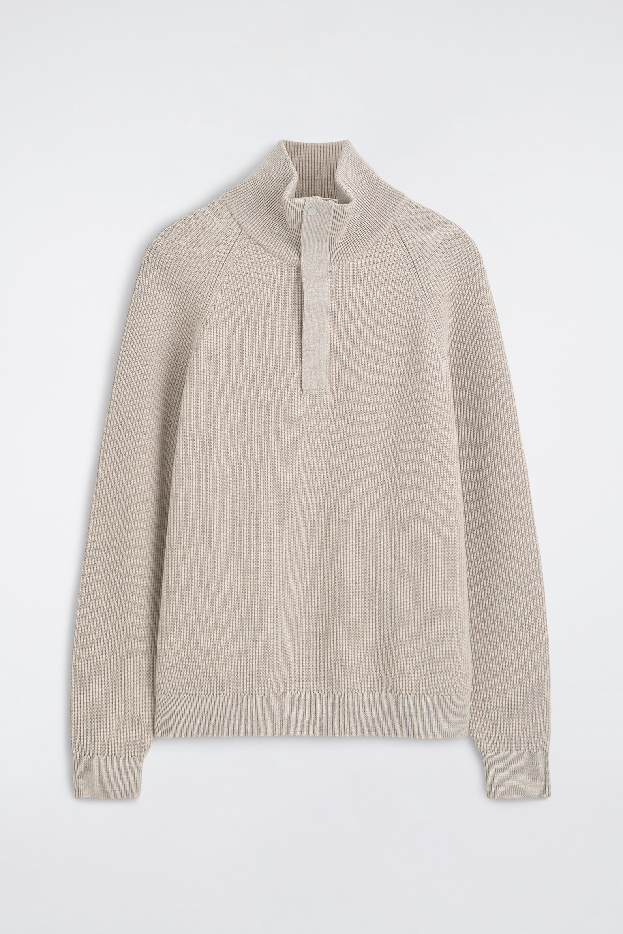 Pull demi-zip en laine côtelée