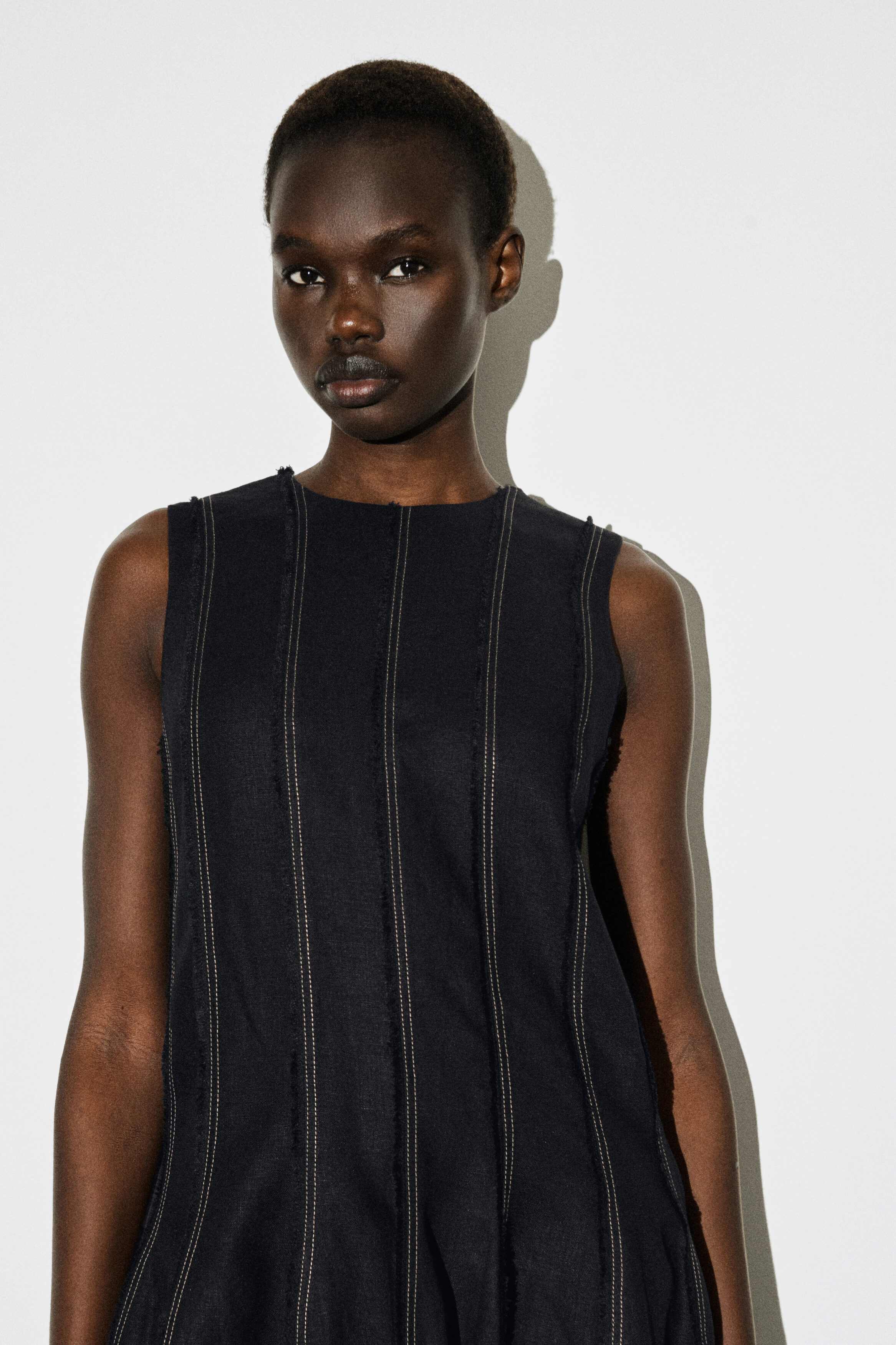 COS Women's Sculpted Pleated Mini Dress in Black | Size: 14