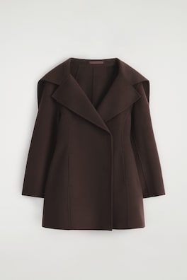 SCULPTED DOUBLE-FACED WOOL SHORT COAT — CHOCOLATE 2