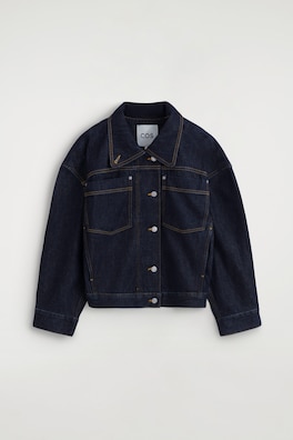 MOCK-NECK DENIM JACKET — INDIGO 11