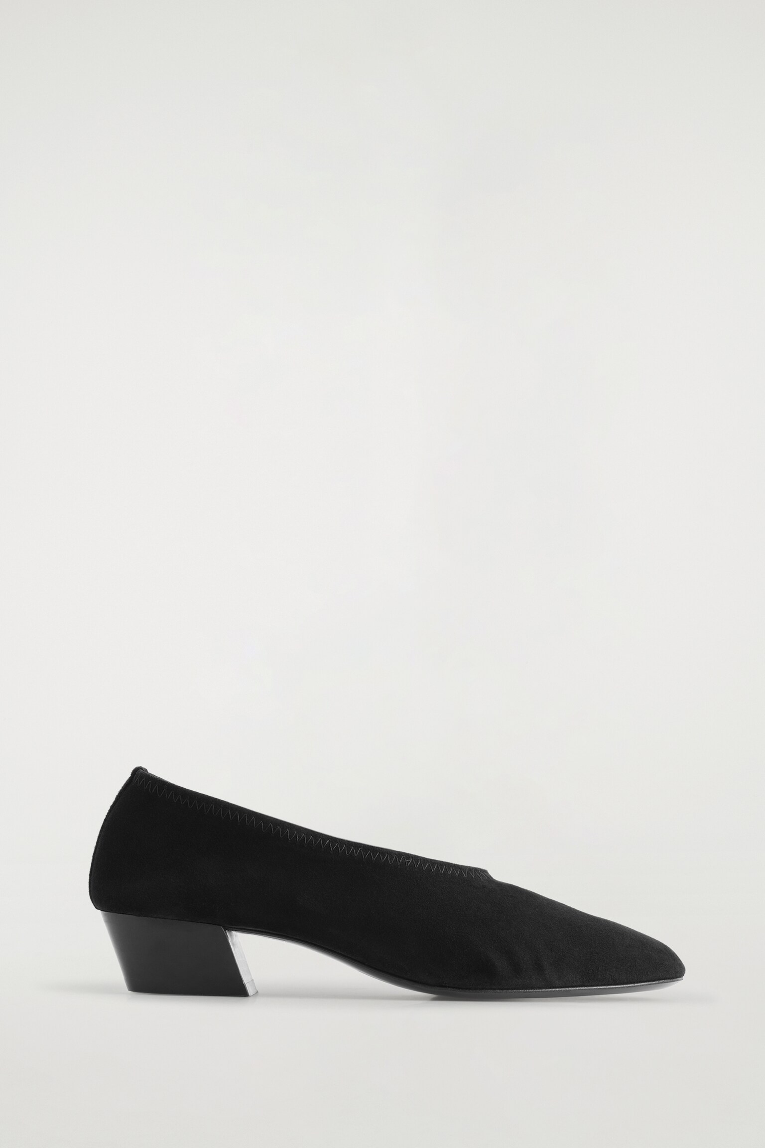 BALLERINE IN PELLE SCAMOSCIATA CON TACCO - NERO - 2