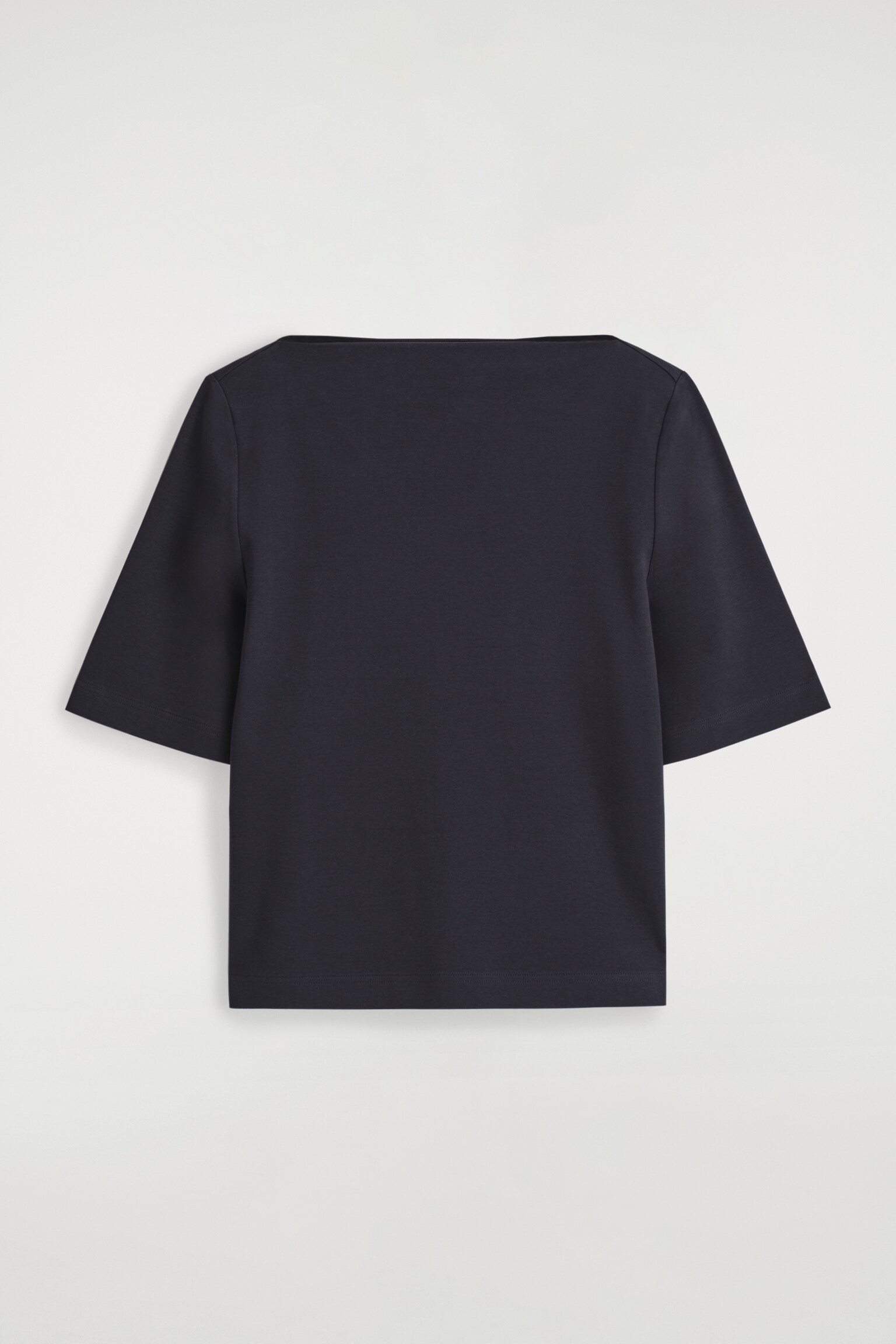 BOAT-NECK COTTON T-SHIRT - NAVY/RED - 2