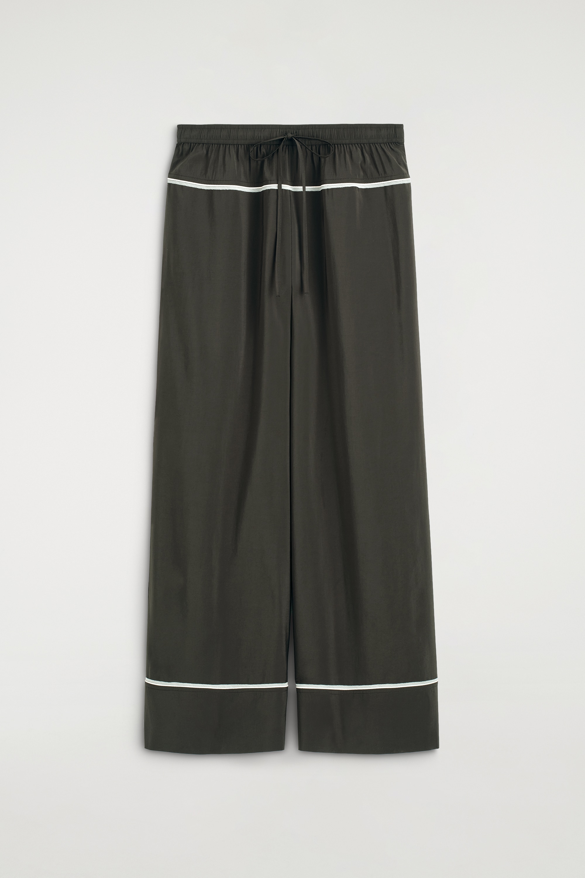 CONTRAST-PIPED STRAIGHT-LEG TROUSERS - DARK GREEN