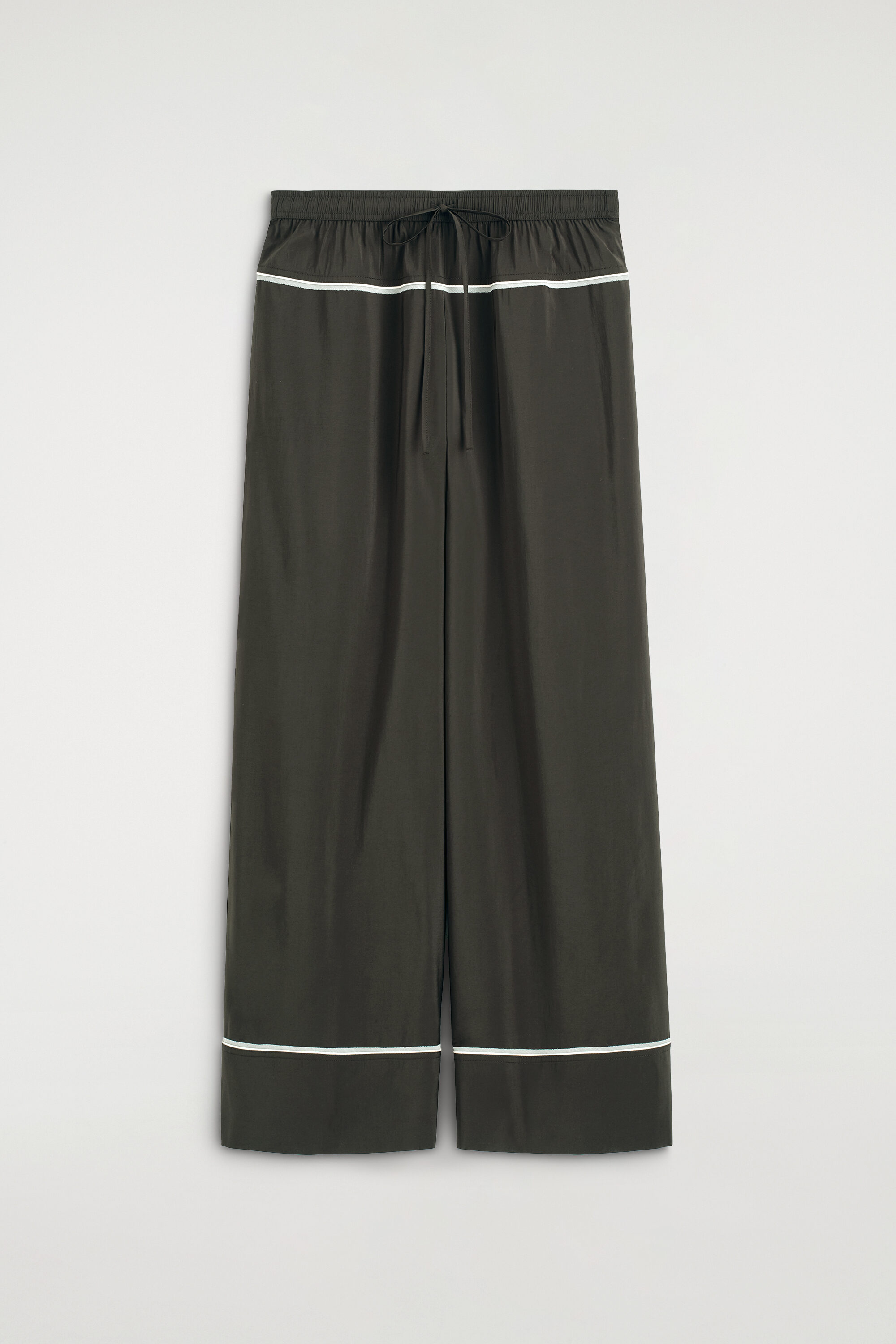 Contrast-piped Straight-leg Pants