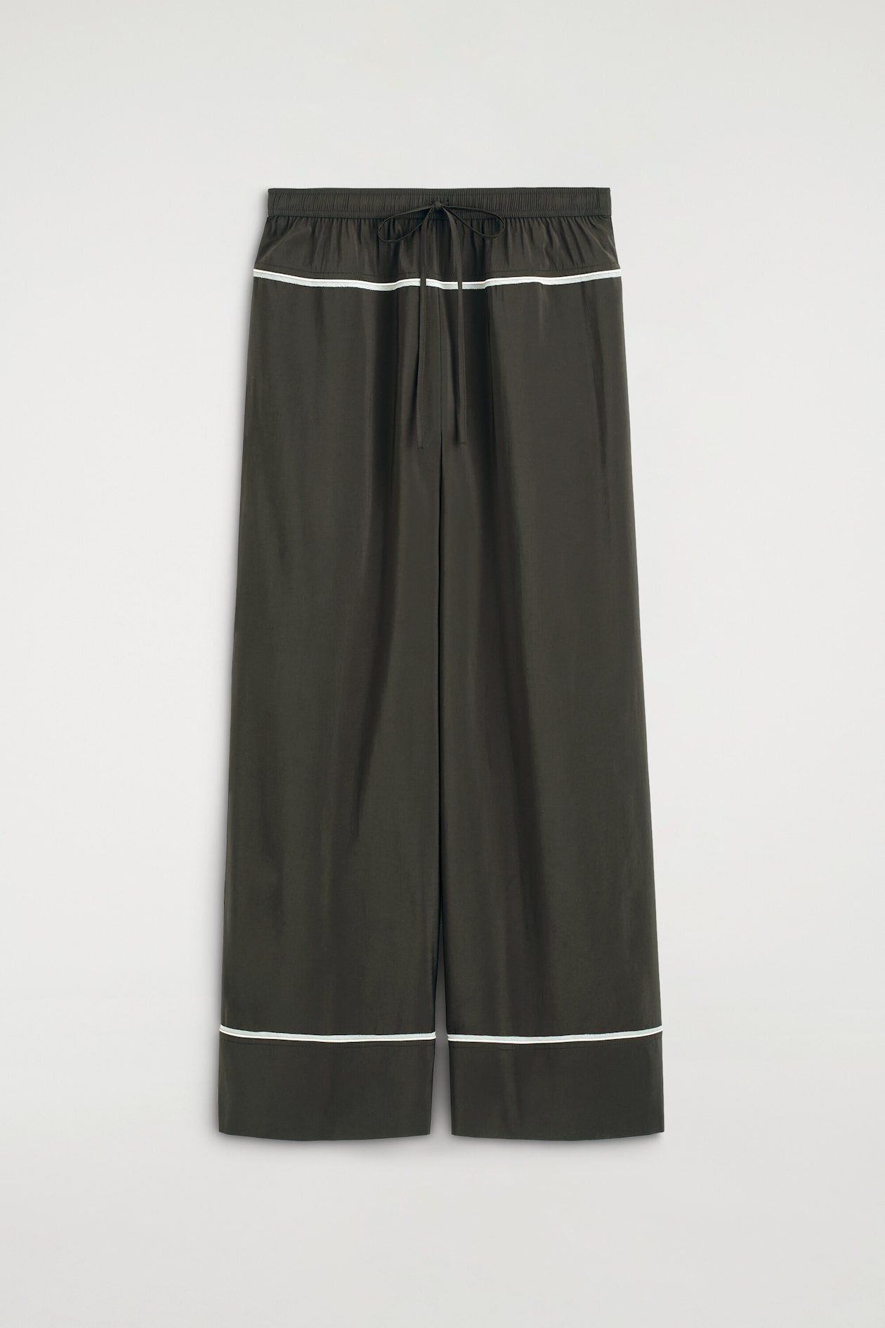 CONTRAST-PIPED STRAIGHT-LEG TROUSERS
