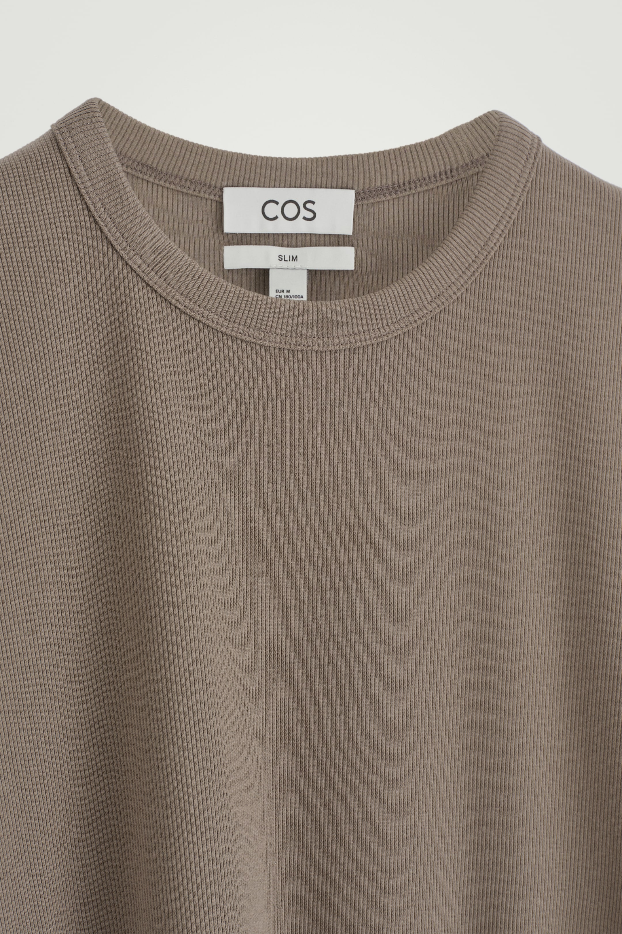 View larger image: SLIM RIBBED COTTON T-SHIRT - DARK MOLE - Men | H&M GB 7