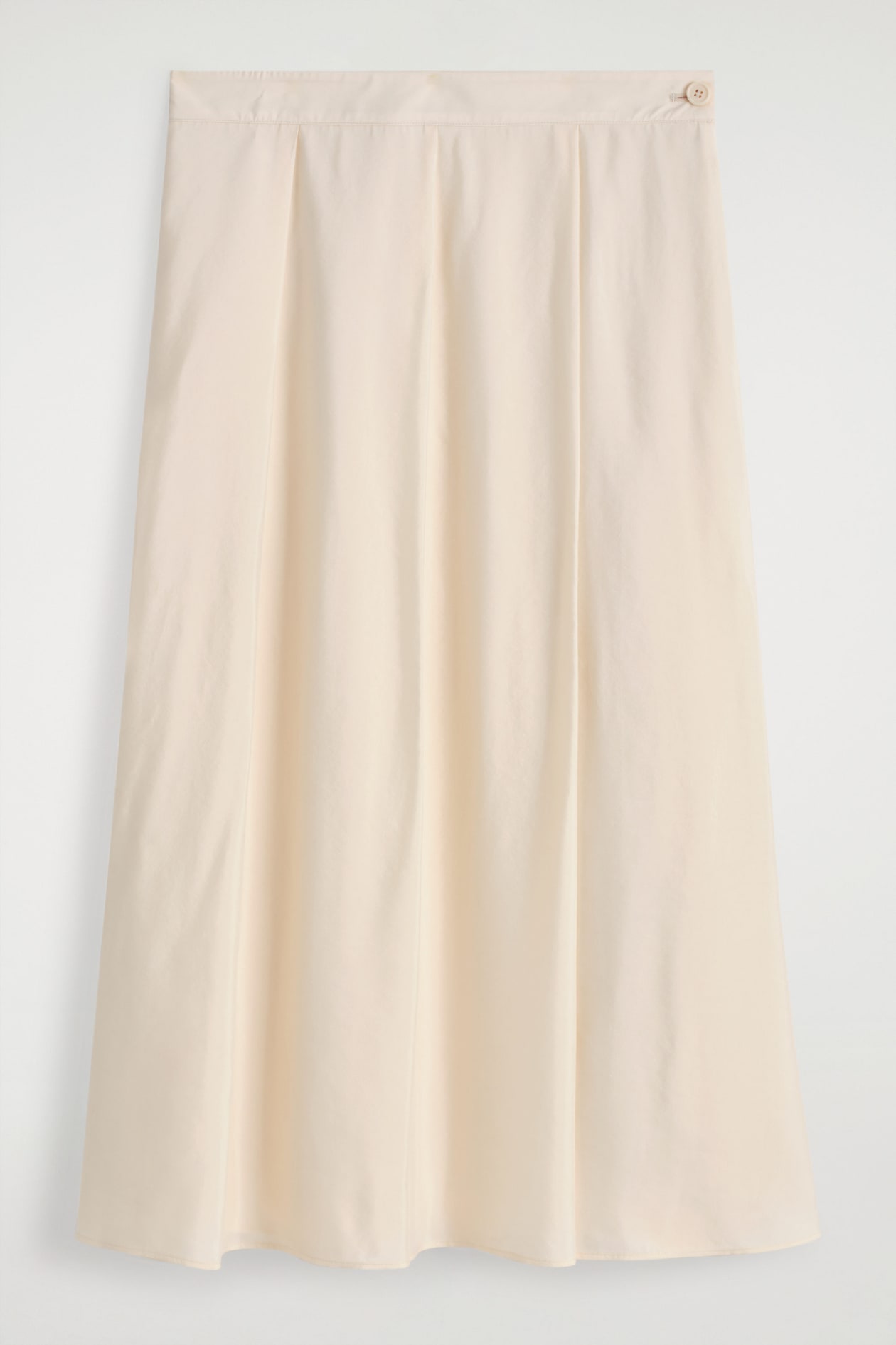 PLEATED A-LINE MIDI SKIRT — CREAM