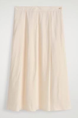 PLEATED A-LINE MIDI SKIRT — CREAM 6