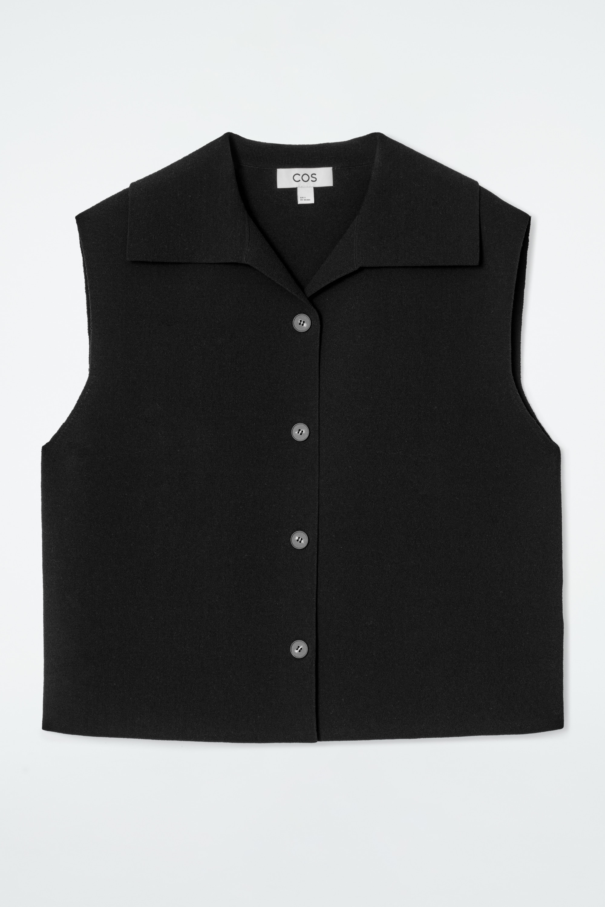 Gebreid gilet met kraag - ZWART
