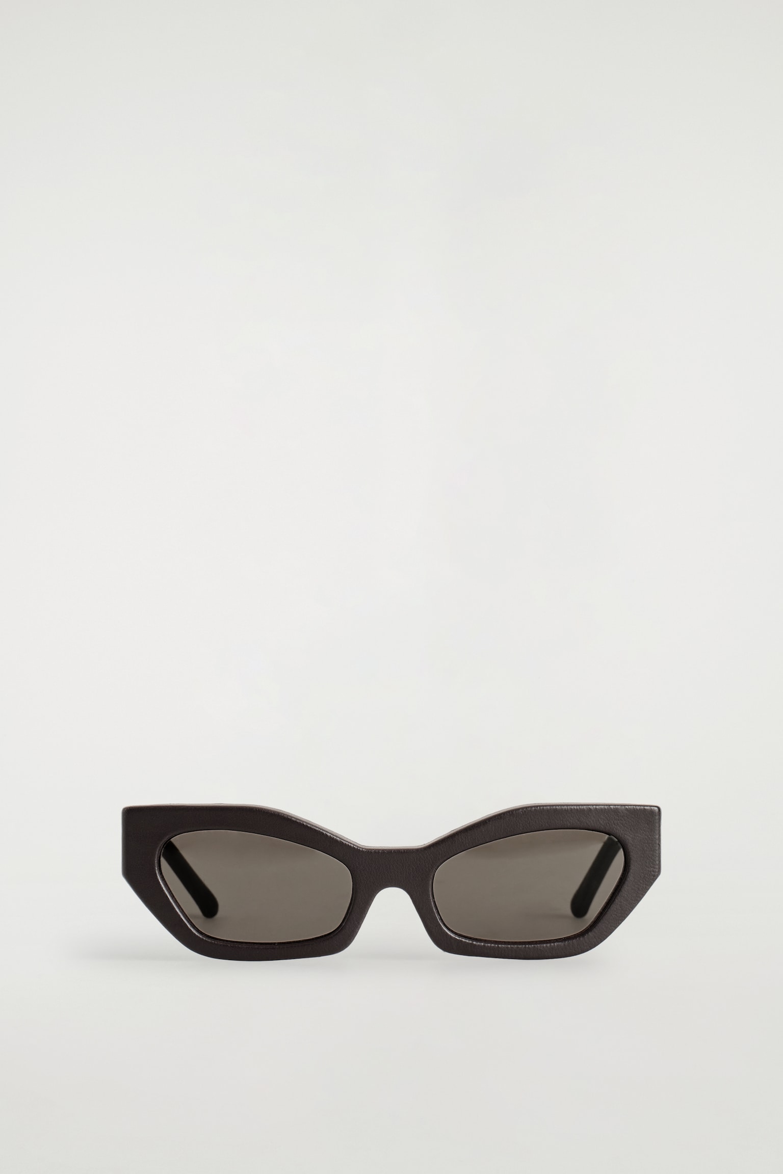 LEATHER CAT-EYE SUNGLASSES - BROWN/CHALK / PINK - 2