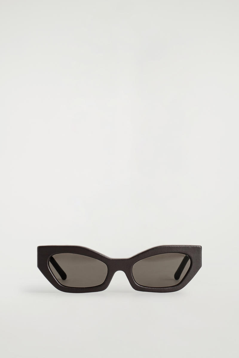 Cos Leather Cat-eye Sunglasses In Brown