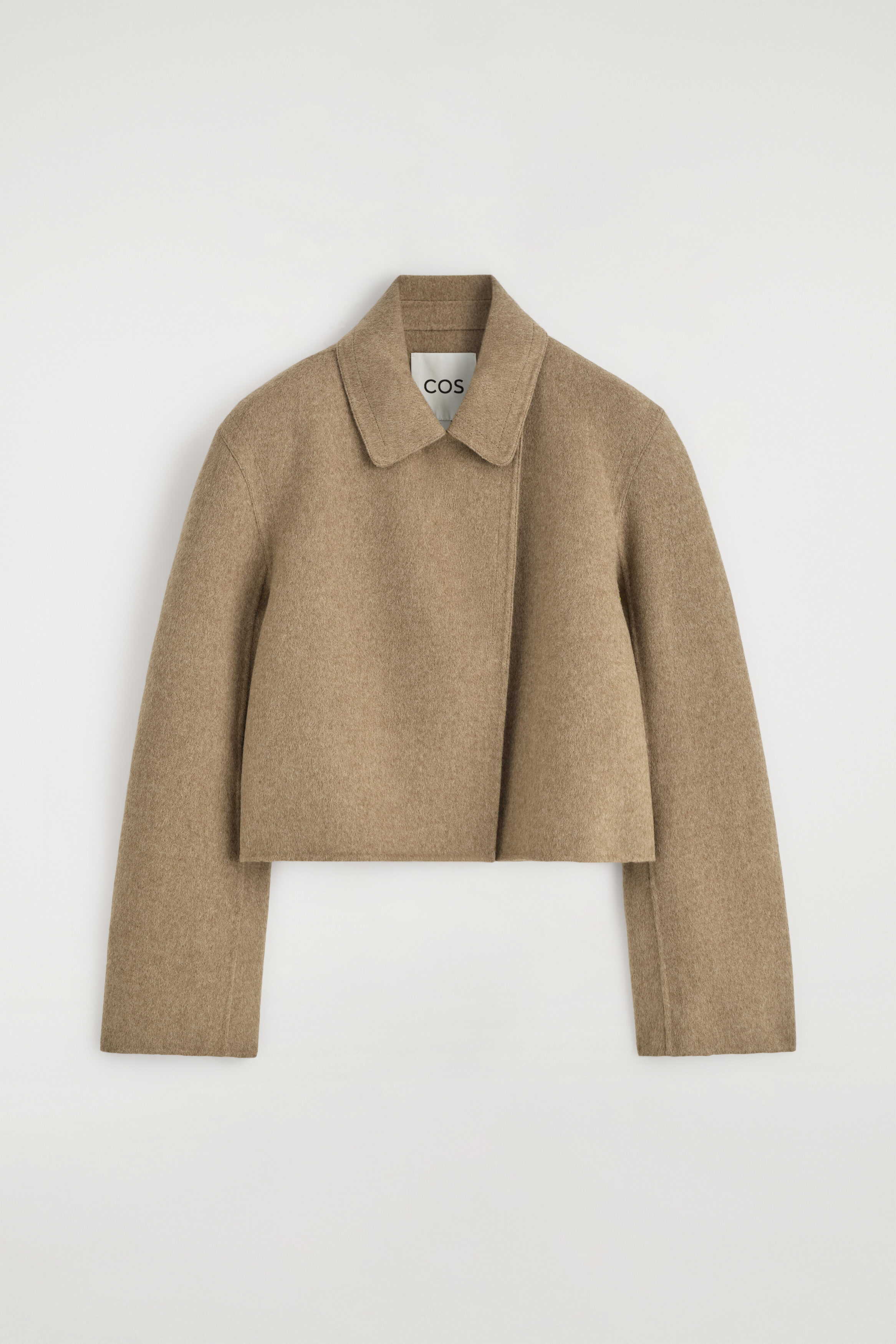 OVERSIZED CROPPED DOUBLE-FACED WOOL JACKET - BEIGE | COS US