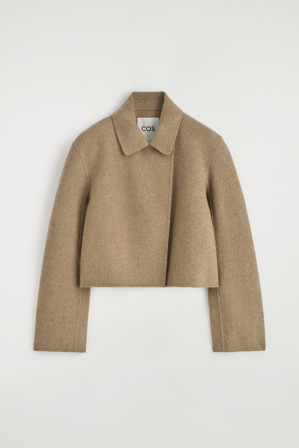 OVERSIZED CROPPED DOUBLE-FACED WOOL JACKET — BEIGE