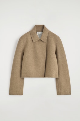 OVERSIZED CROPPED DOUBLE-FACED WOOL JACKET — BEIGE 8