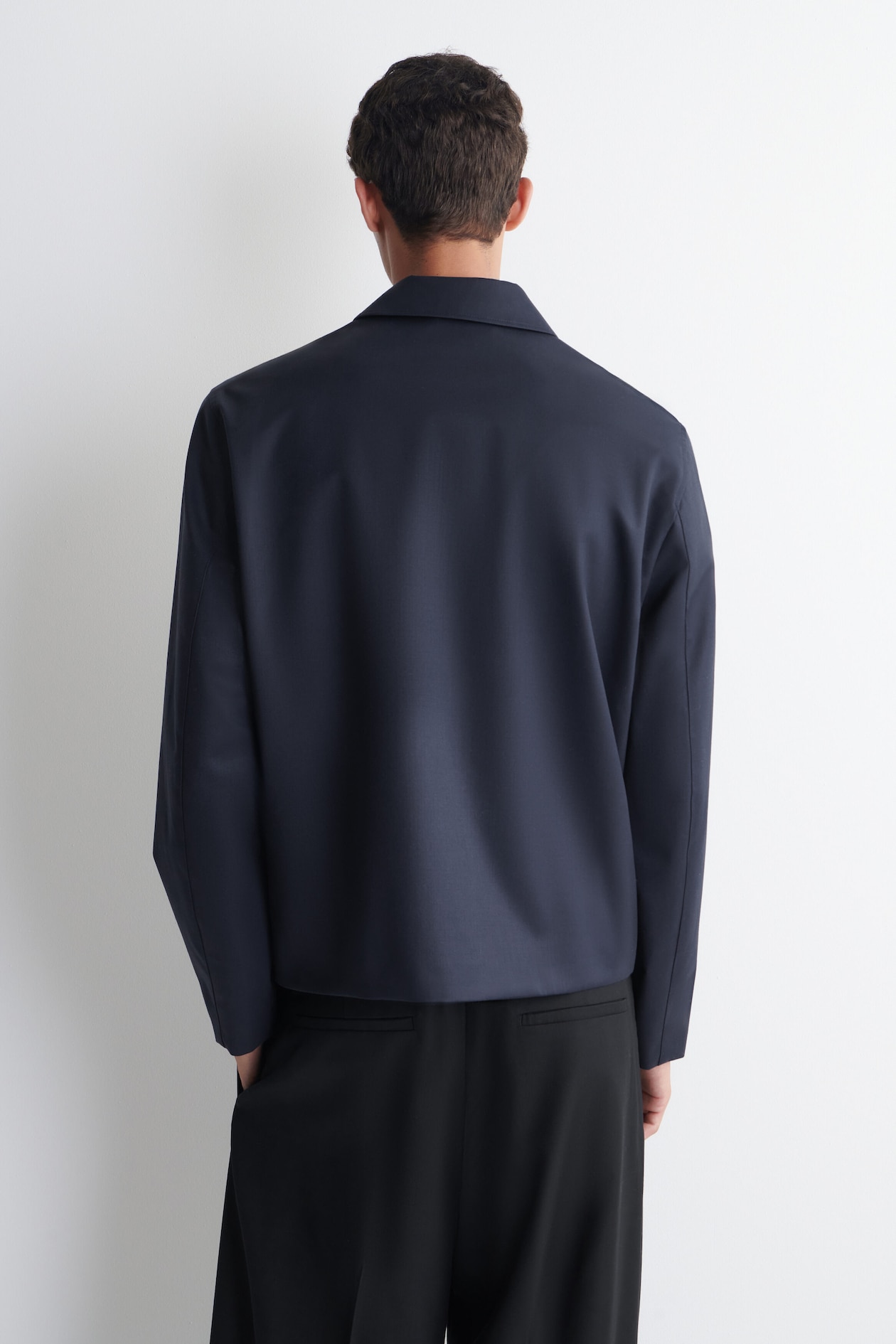 TAILORED WOOL ZIP-UP JACKET — BLUE