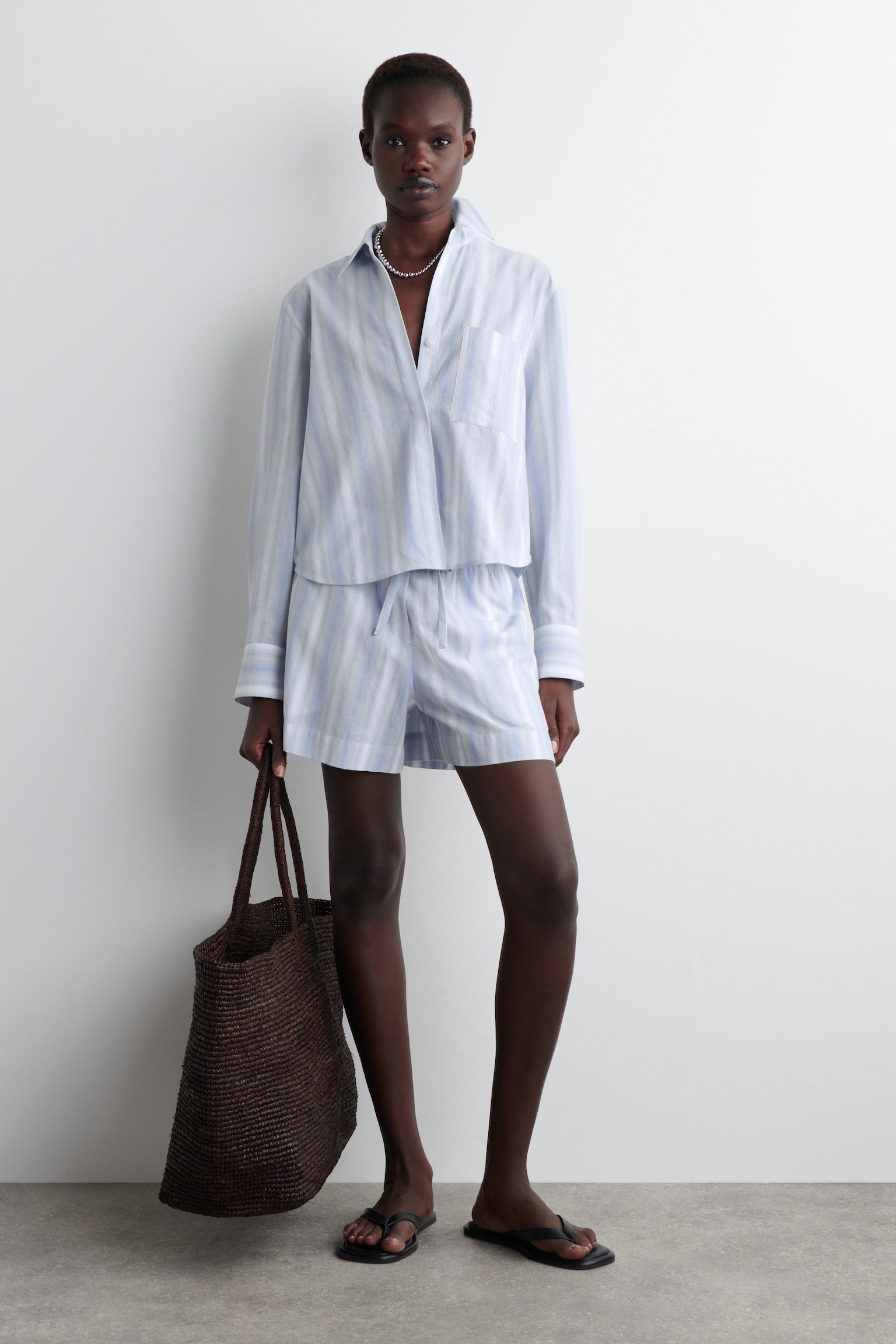 SHORTS A RIGHE IN SEERSUCKER - BLU / RIGHE/MARRONE / NERO / RIGHE