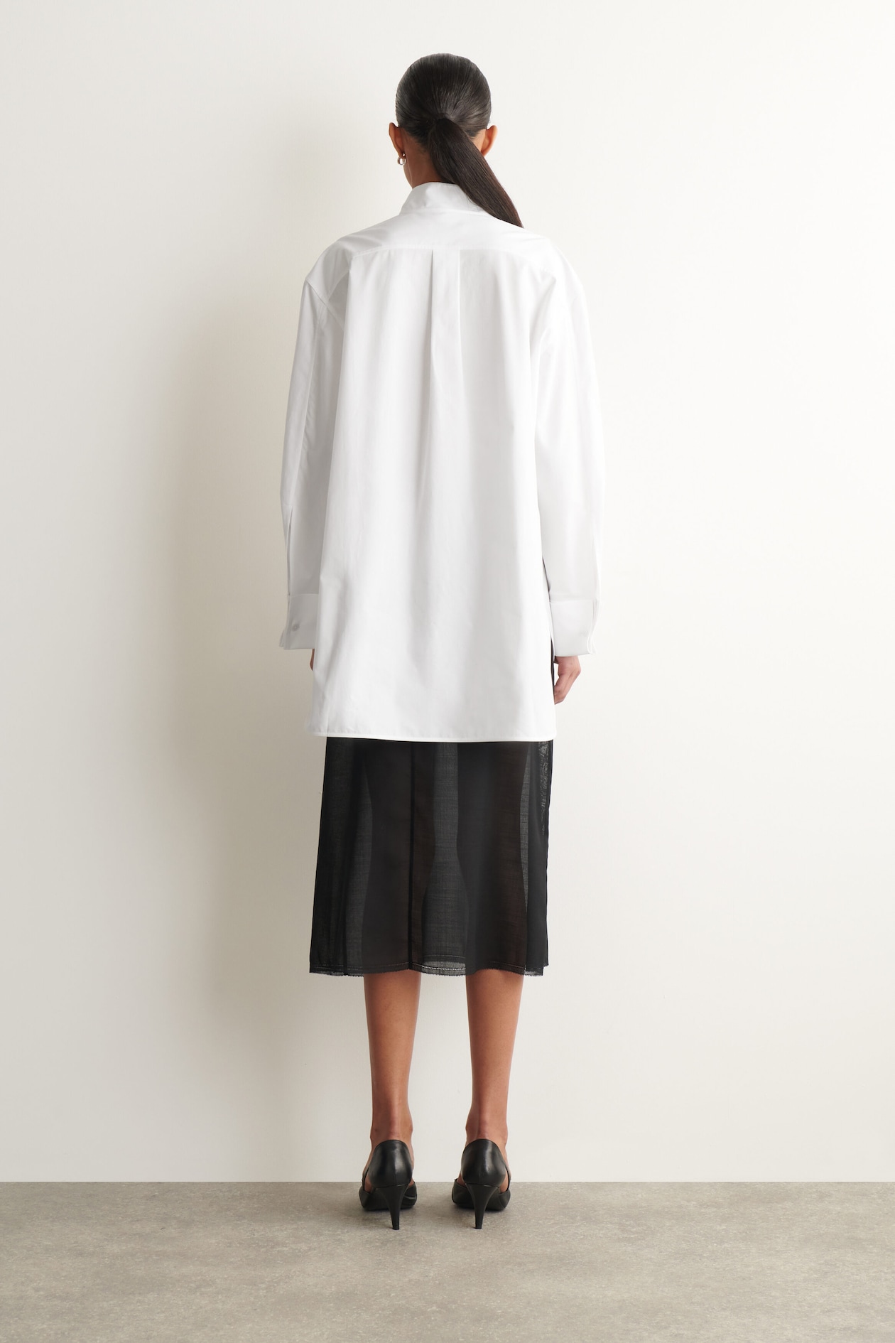 WING-COLLAR COTTON TUXEDO SHIRT — WHITE