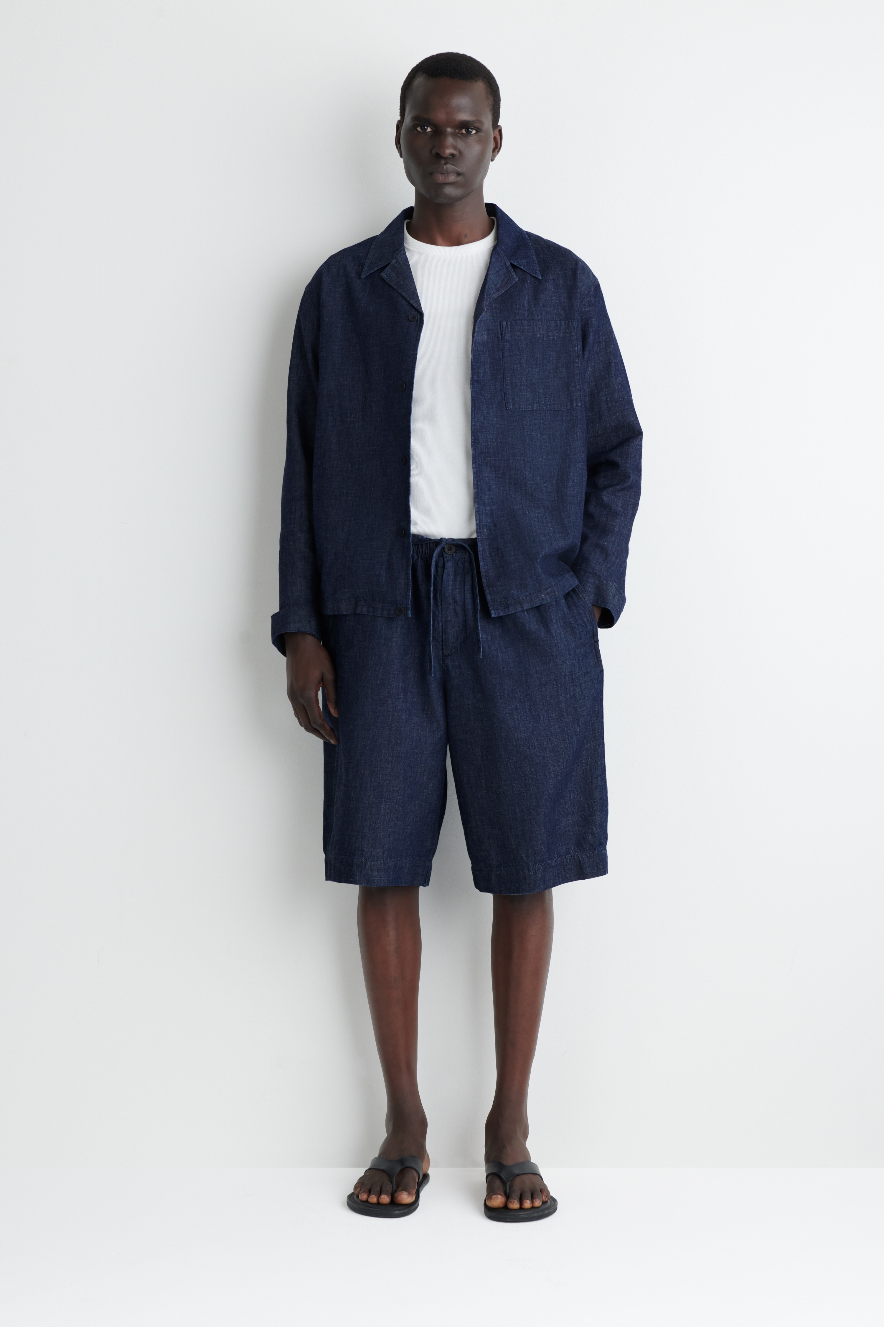 HÚZÓZSINÓROS FARMER RÖVIDNADRÁG - SZÜRKEKÉK