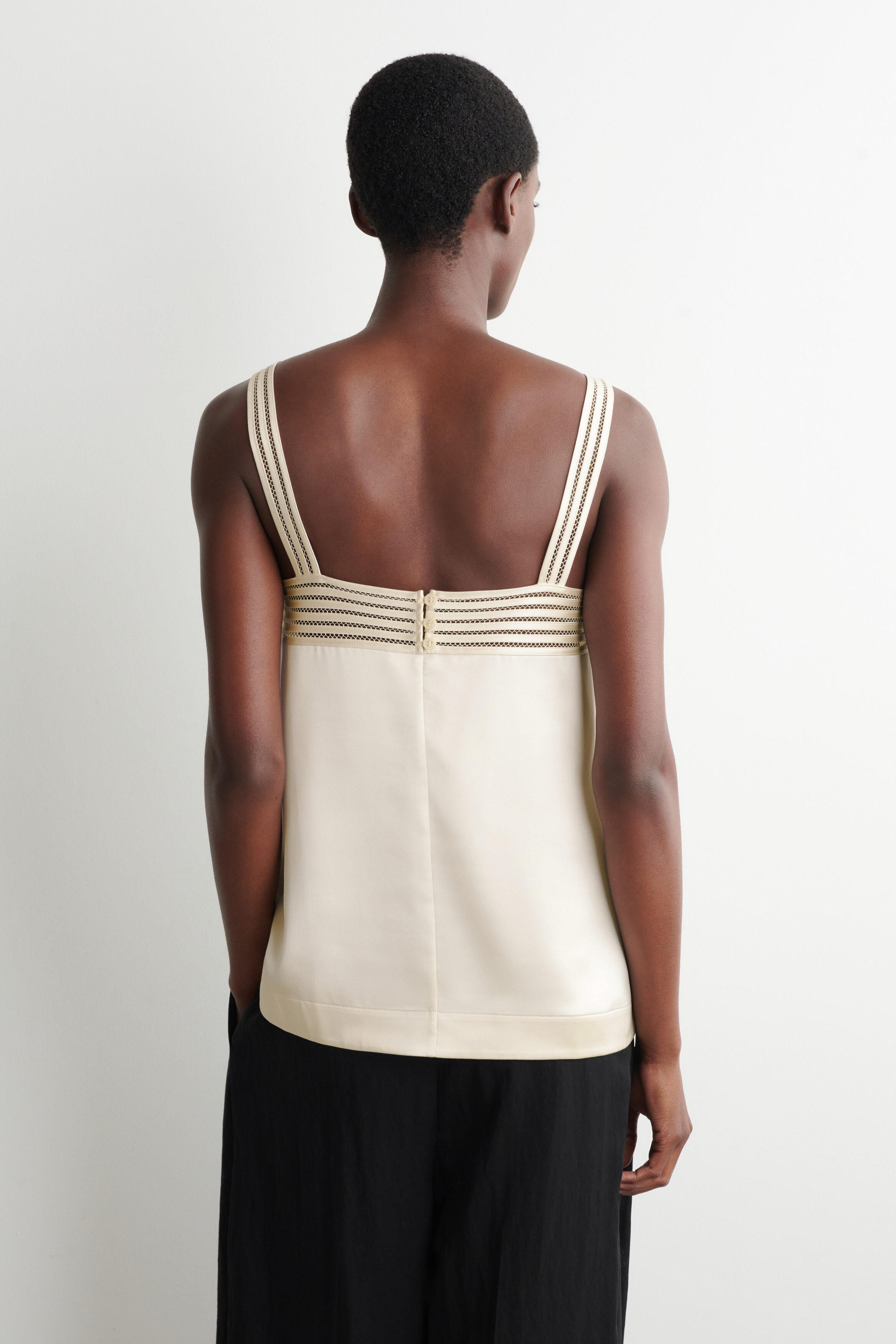 OPEN-STITCH SATIN CAMI TOP - ECRU | COS CA