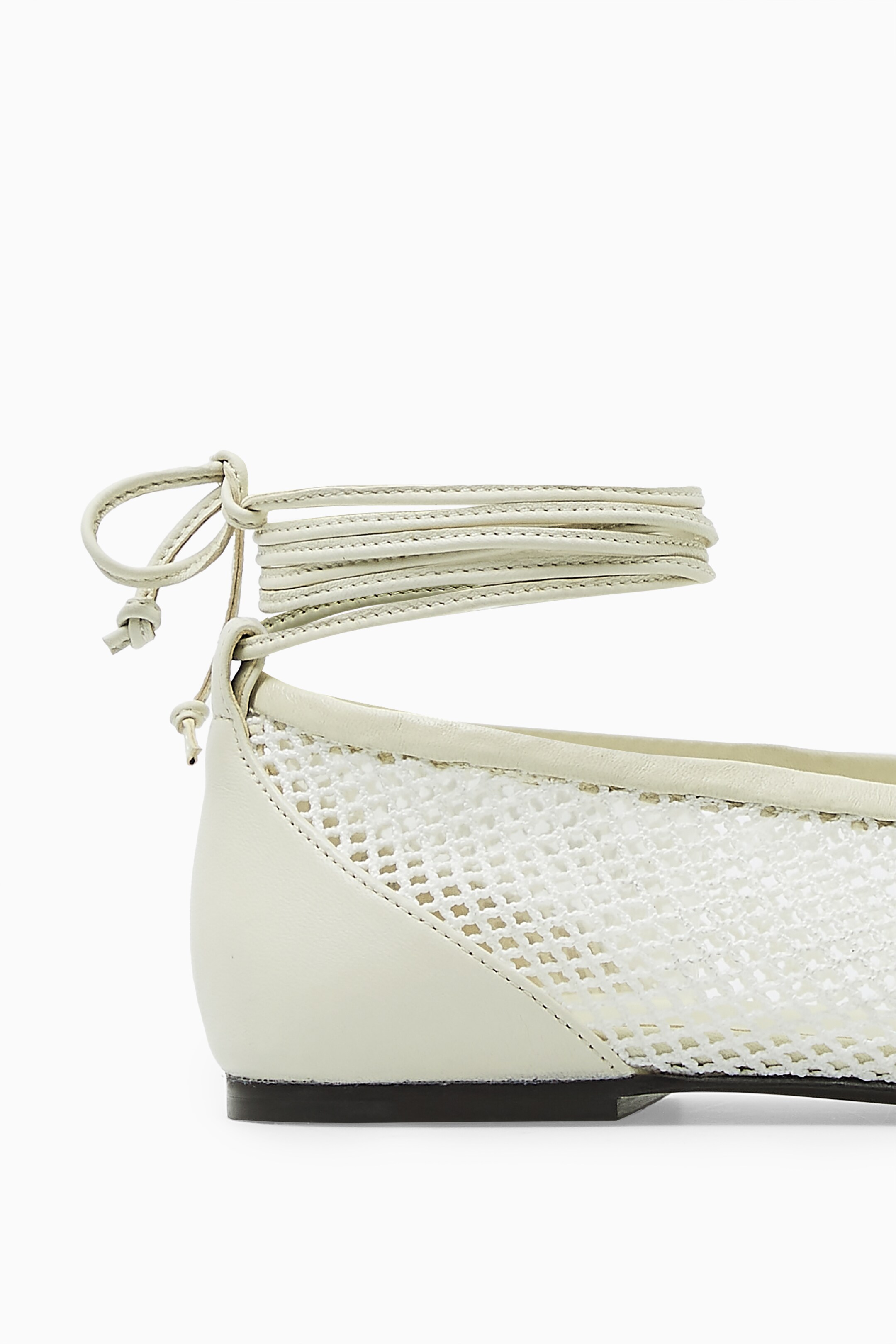View larger image: LEATHER-TRIMMED MESH BALLET FLATS - WHITE - Ladies | H&M GB 4