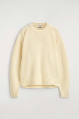 ROUNDED PURE CASHMERE CREW-NECK SWEATER — CREAM 10