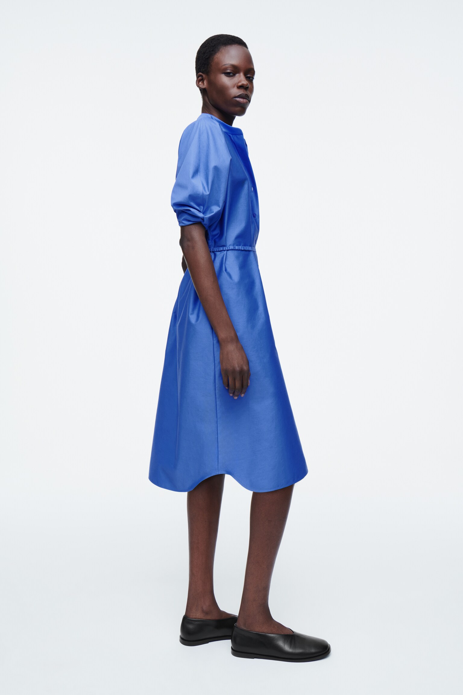 ROBE-CHEMISE CEINTURÉE MIDI - BLEU/NOIR - 6