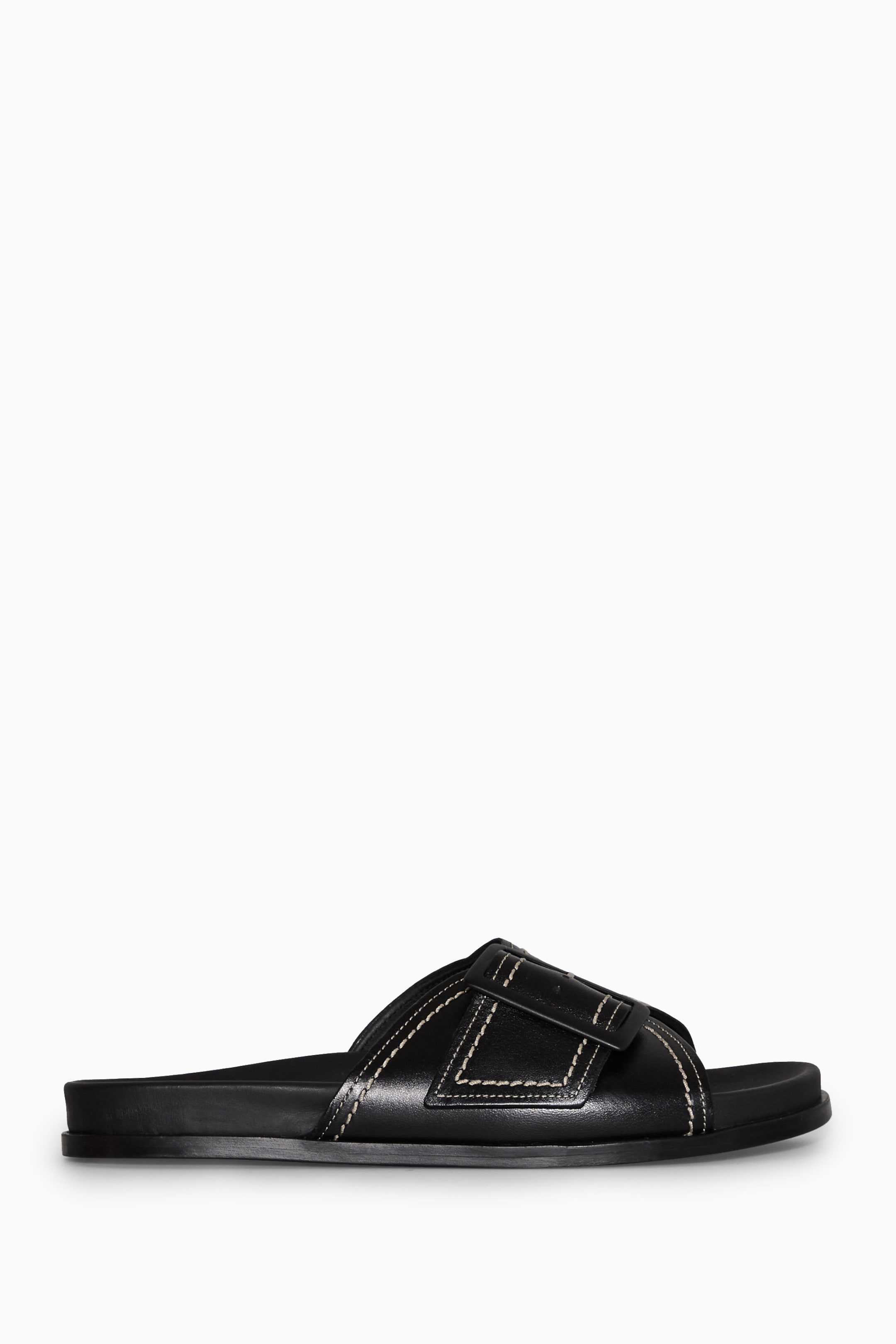 MULES CUIR BOUCLES COUTURES CONTRASTANTES
