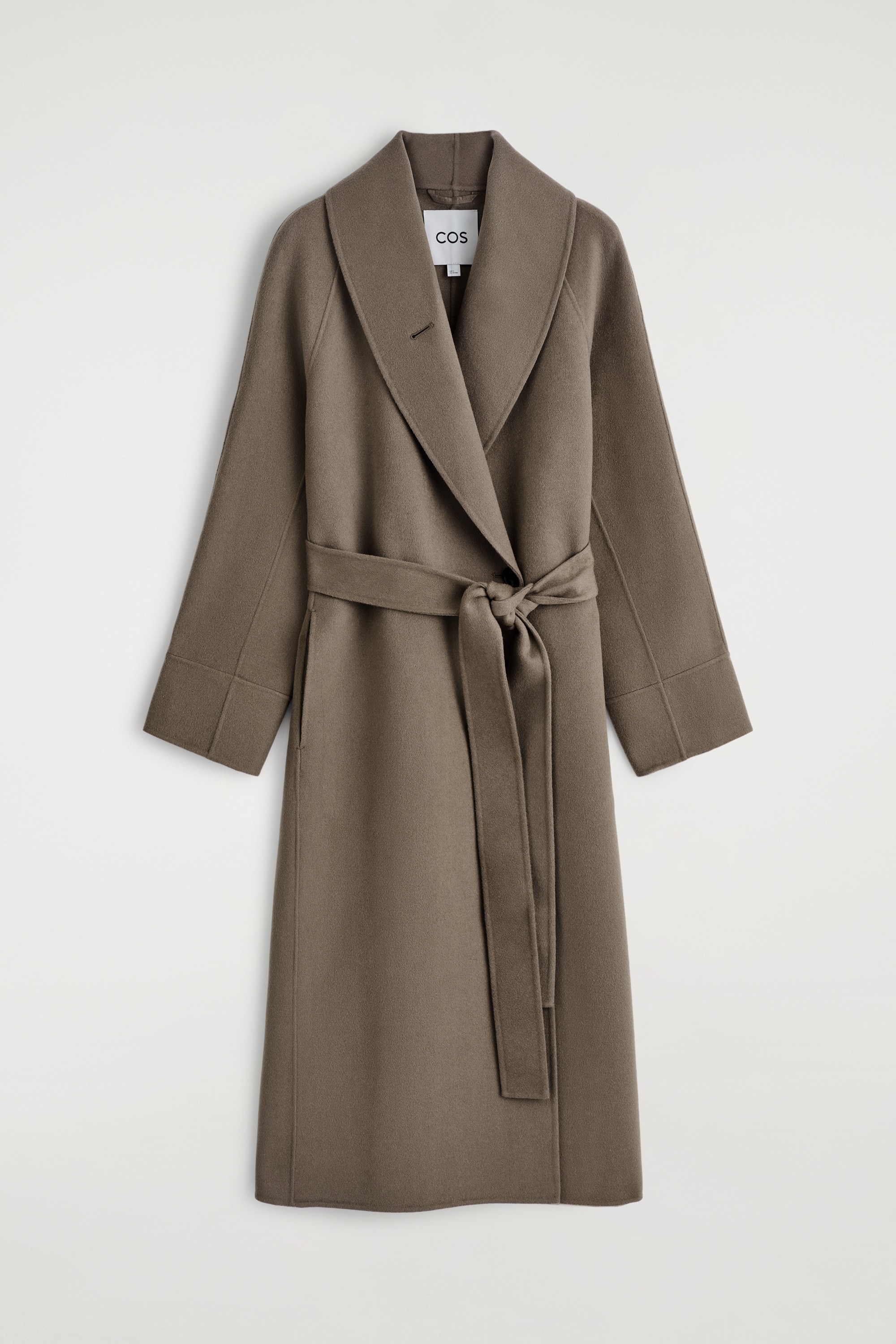 BELTED DOUBLE-FACED WOOL LONG COAT - BROWN/BURGUNDY/BLACK