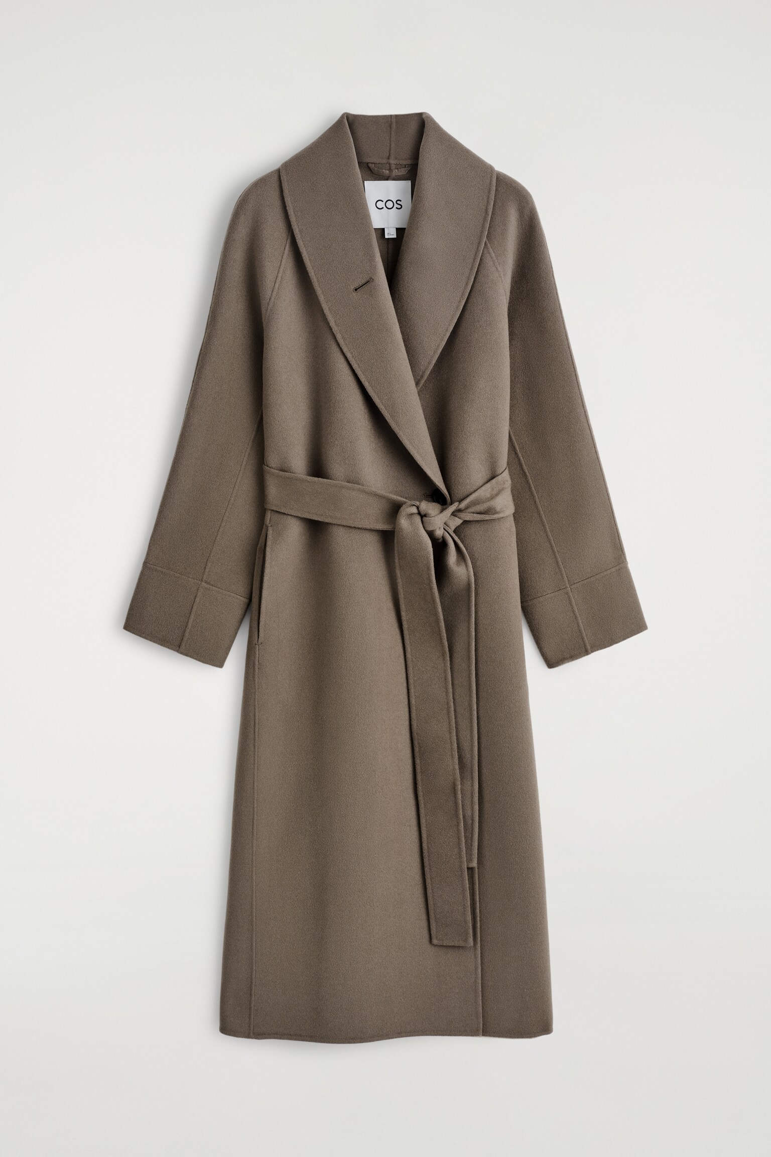 MANTEAU LONG CEINTURÉ EN LAINE DOUBLE FACE - BRUN/NOIR/BORDEAUX - 2
