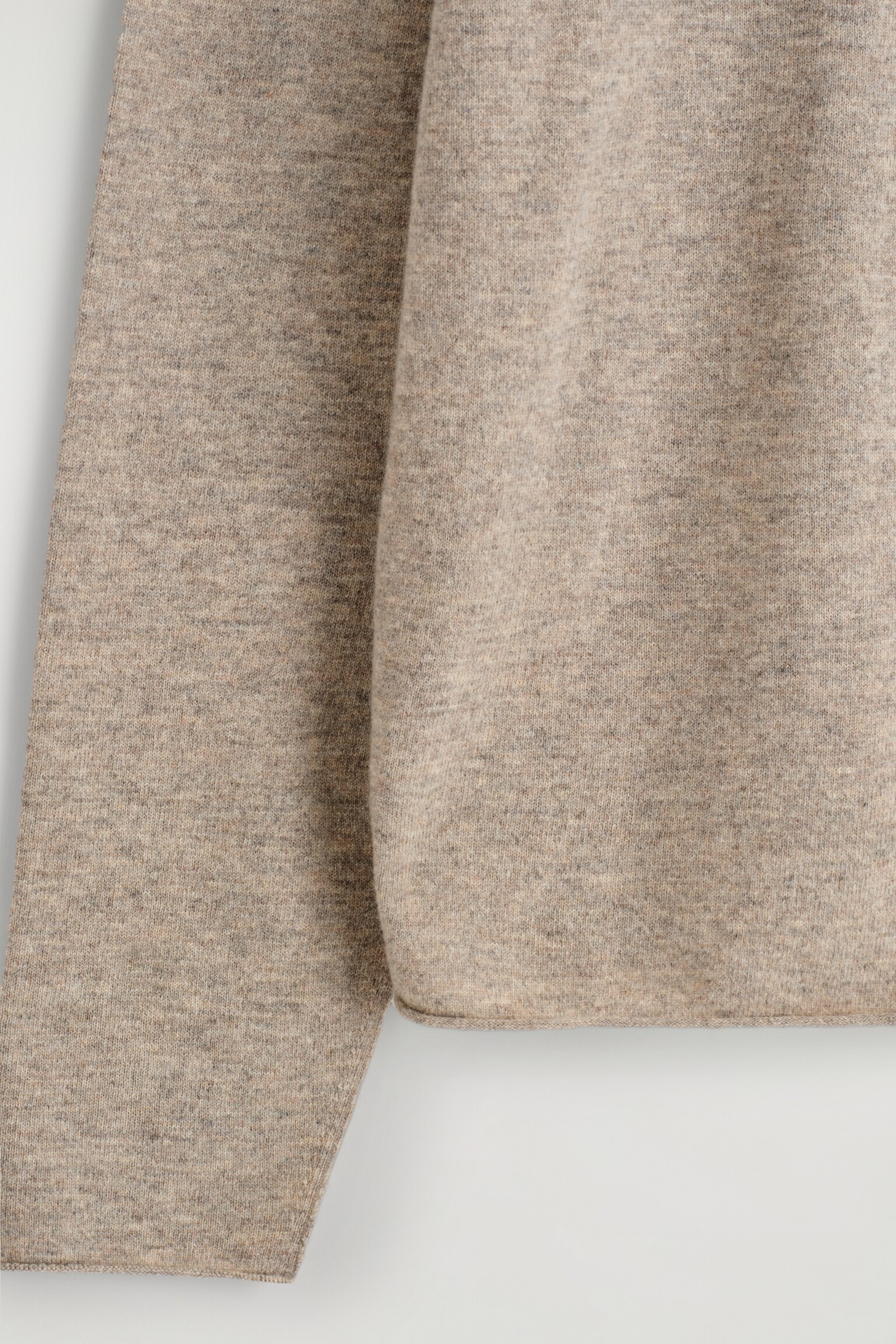 MAGLIONE GIROCOLLO IN LANA MERINO - BEIGE MÉLANGE/ARANCIONE/MARRONE SCURO - 6