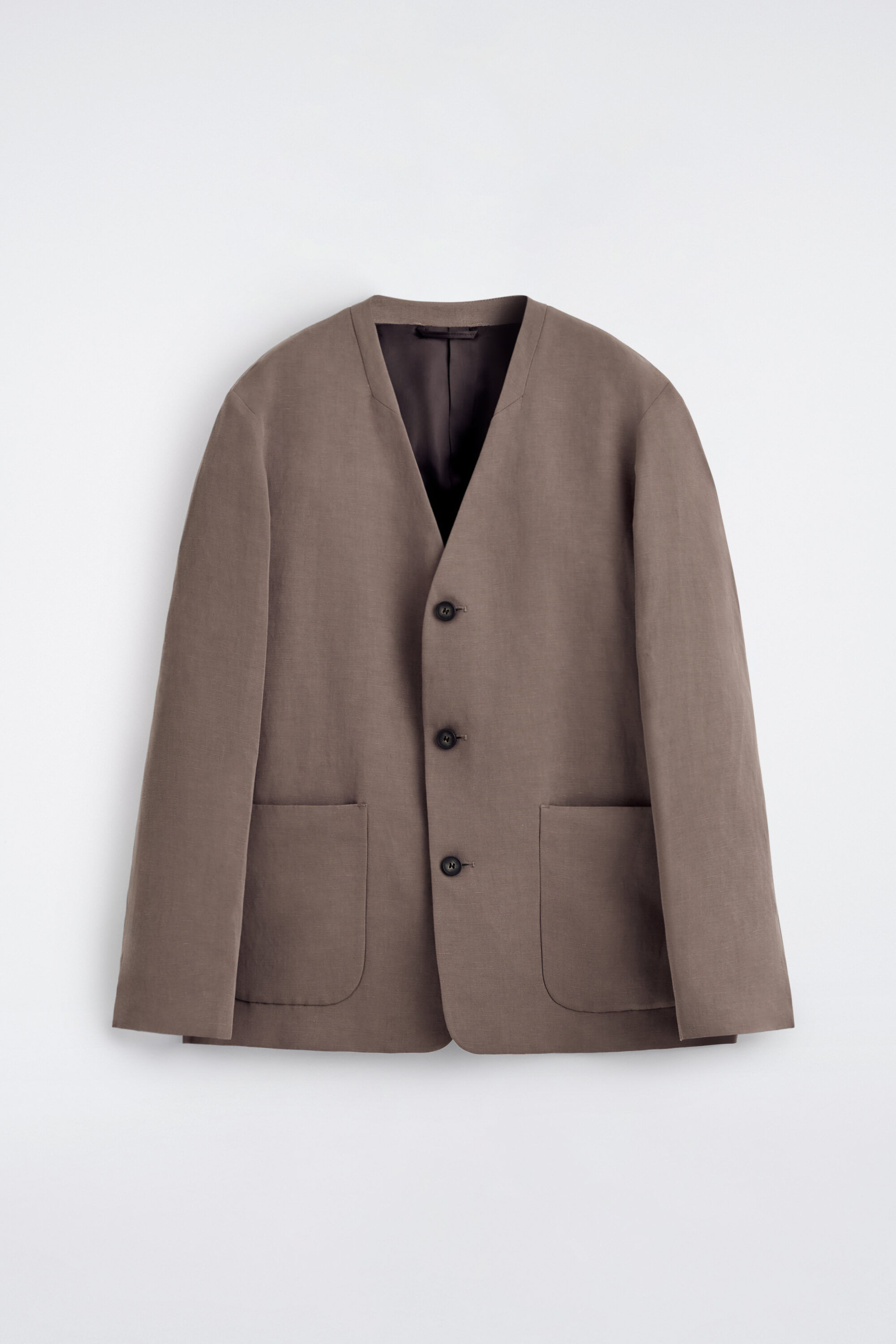 COLLARLESS LINEN-BLEND BLAZER - thumbnail 6