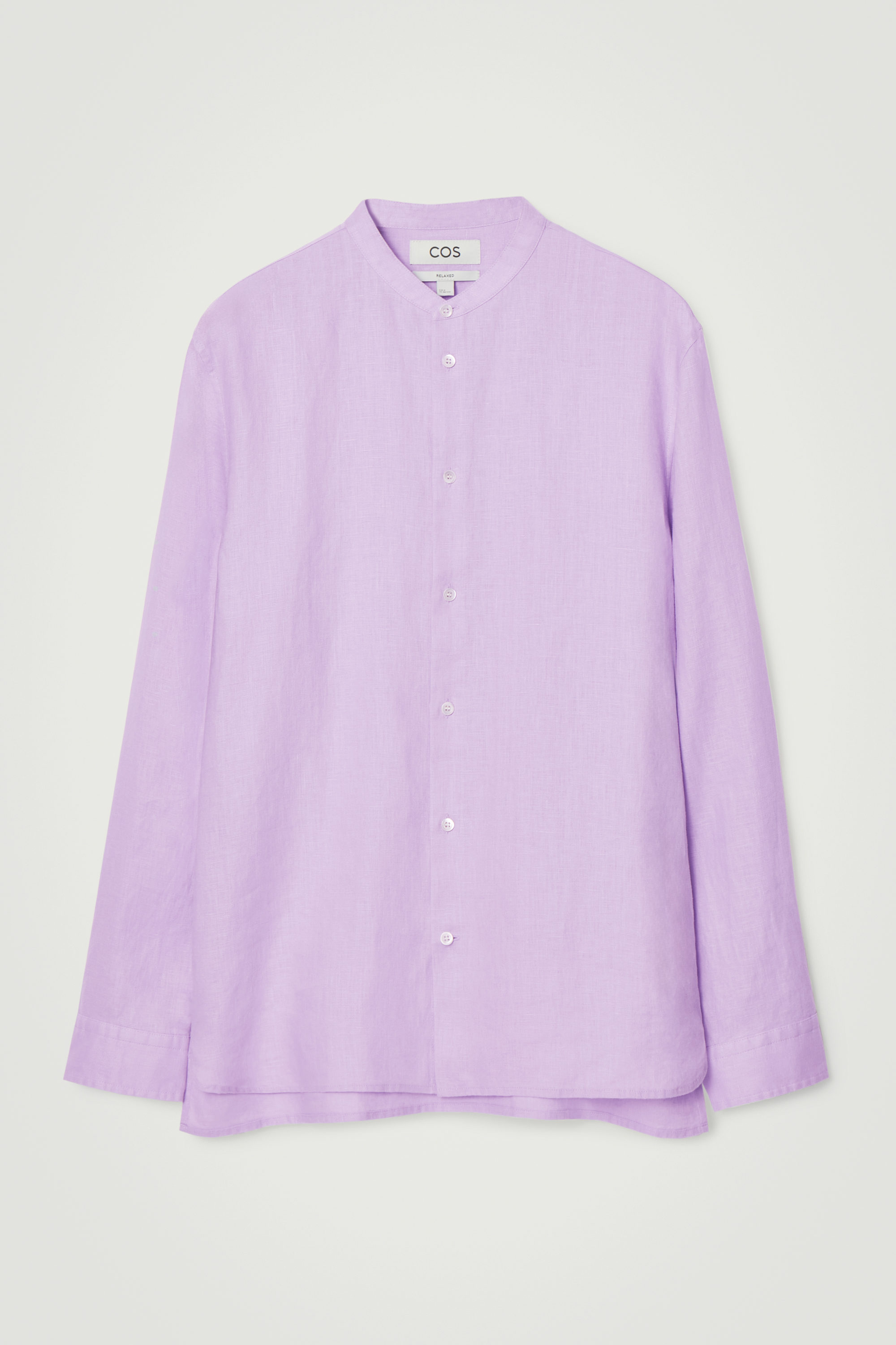 OVERSIZED GRANDAD-COLLAR LINEN SHIRT - LILAC | COS
