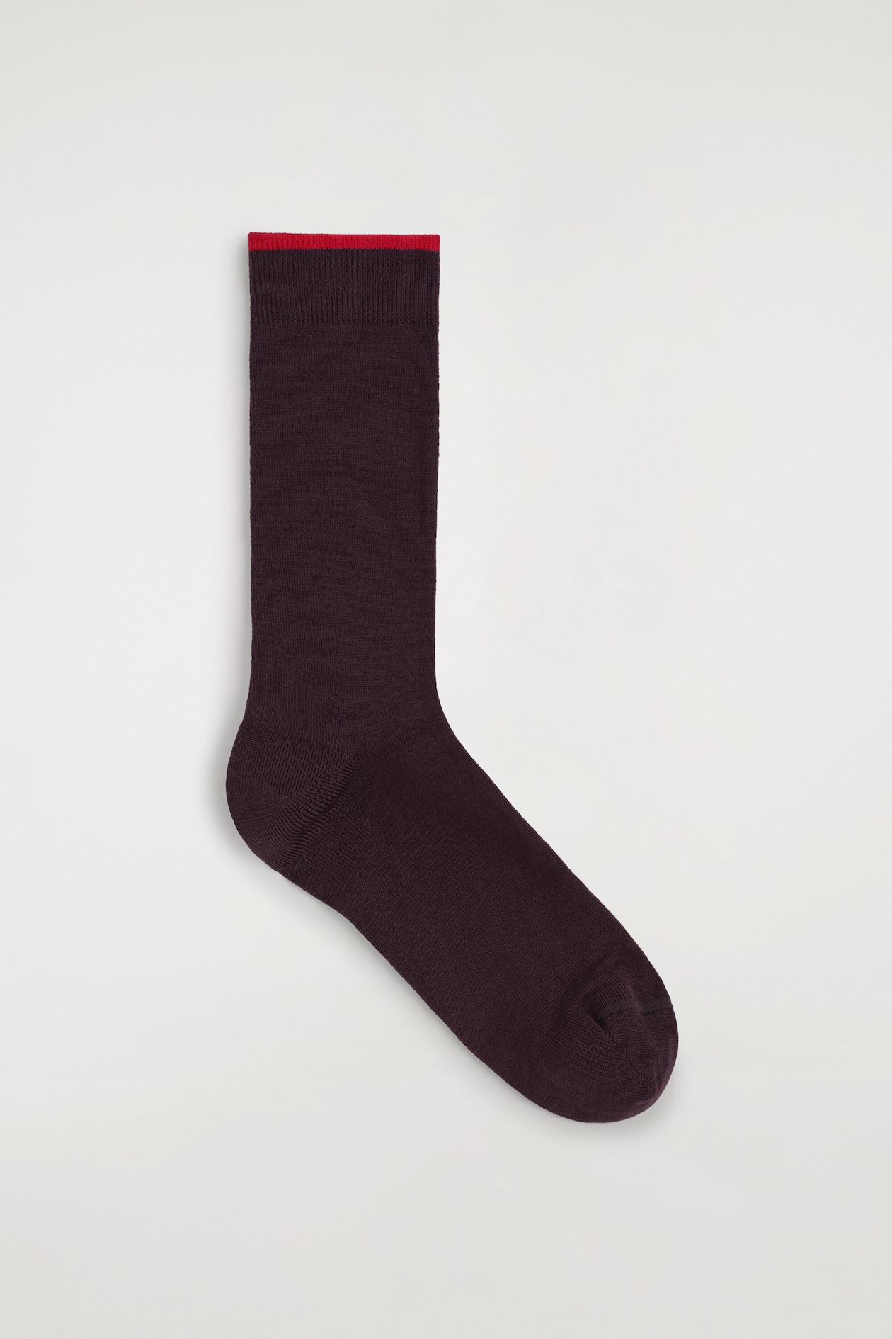 CONTRAST-TIPPED COTTON SOCKS — BROWN / RED