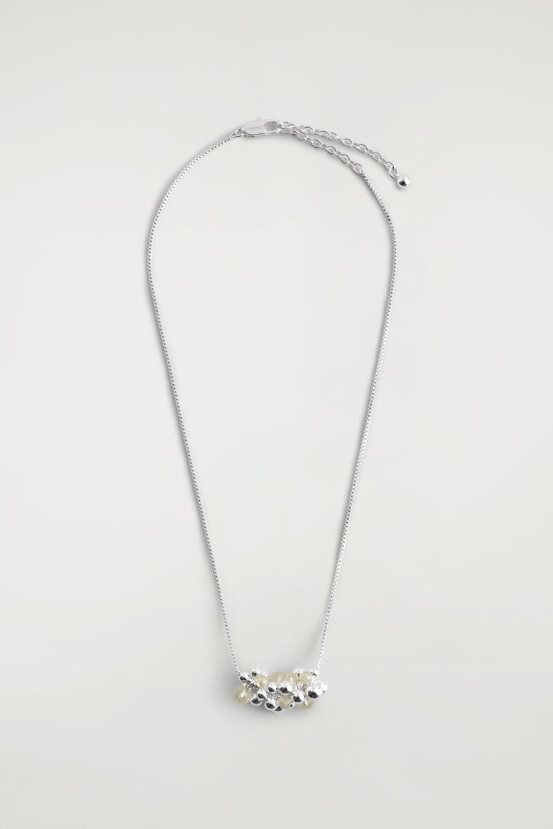 COS Clustered Beaded Necklace Silver-Coloured Women's