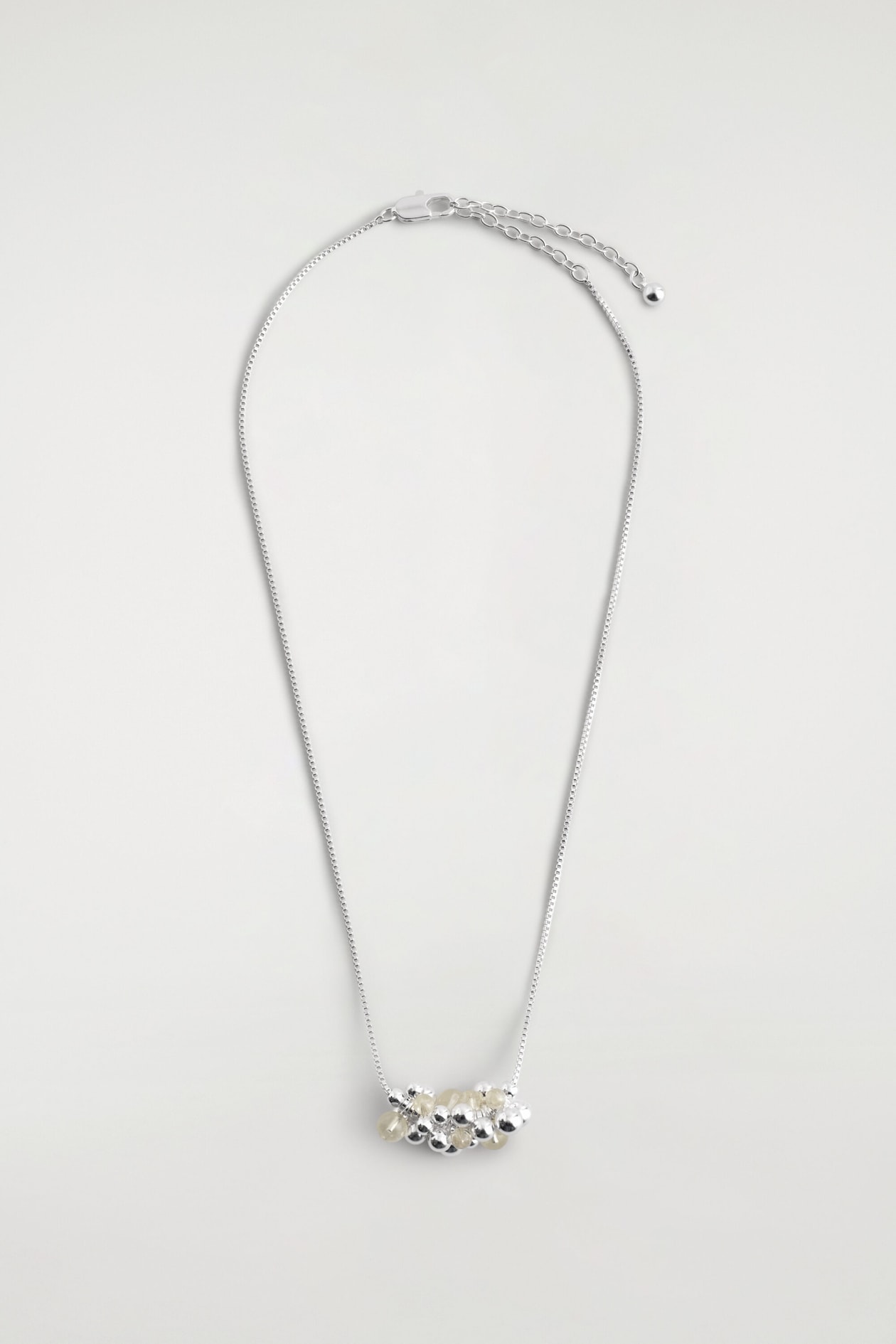 CLUSTERED BEADED NECKLACE — SILVER