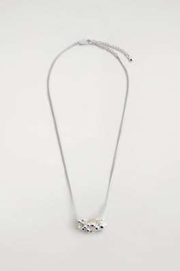 CLUSTERED BEADED NECKLACE — SILVER 3