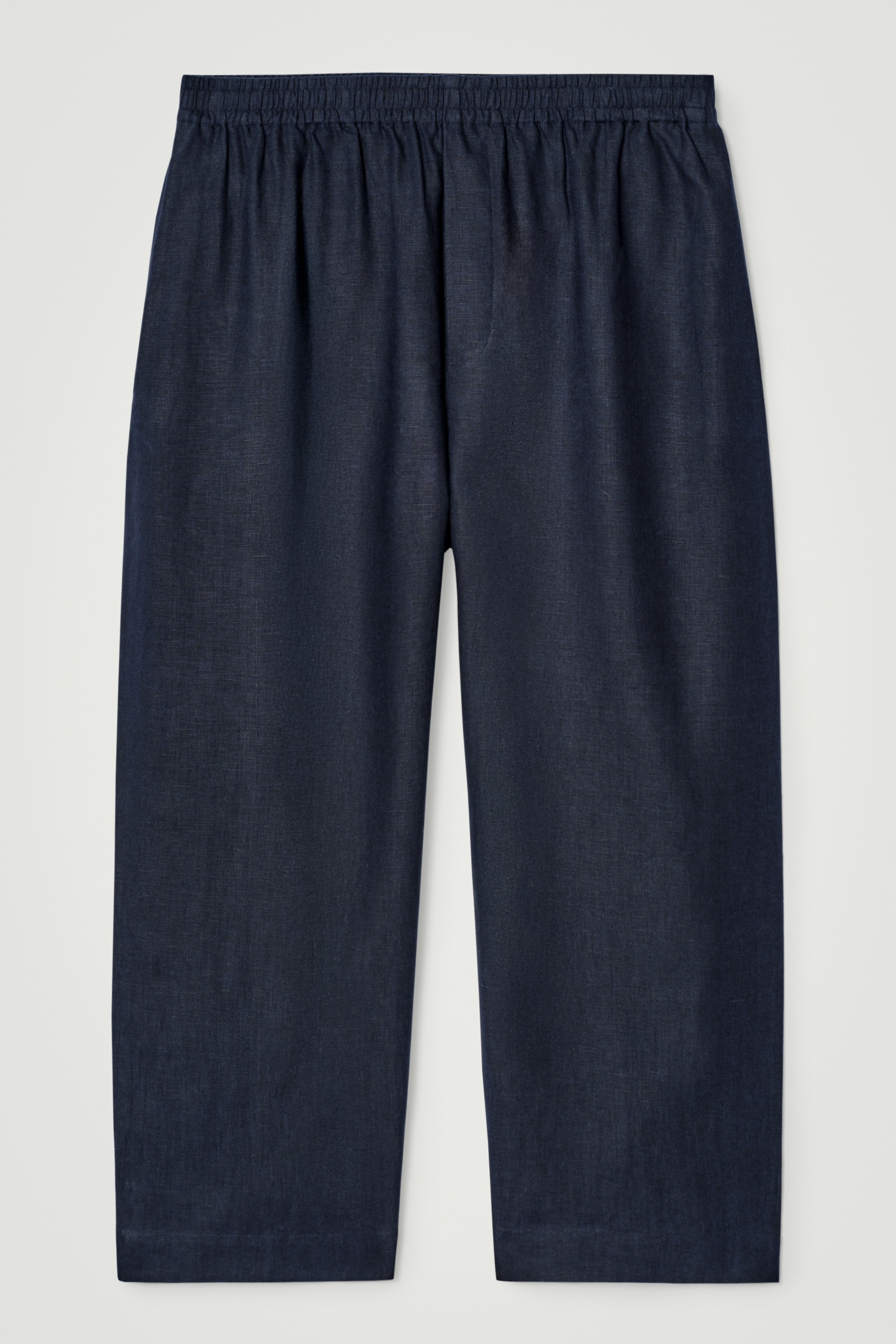 PANTALONI A GAMBA LARGA IN LINO VITA ELASTICIZZATA - BLU NAVY