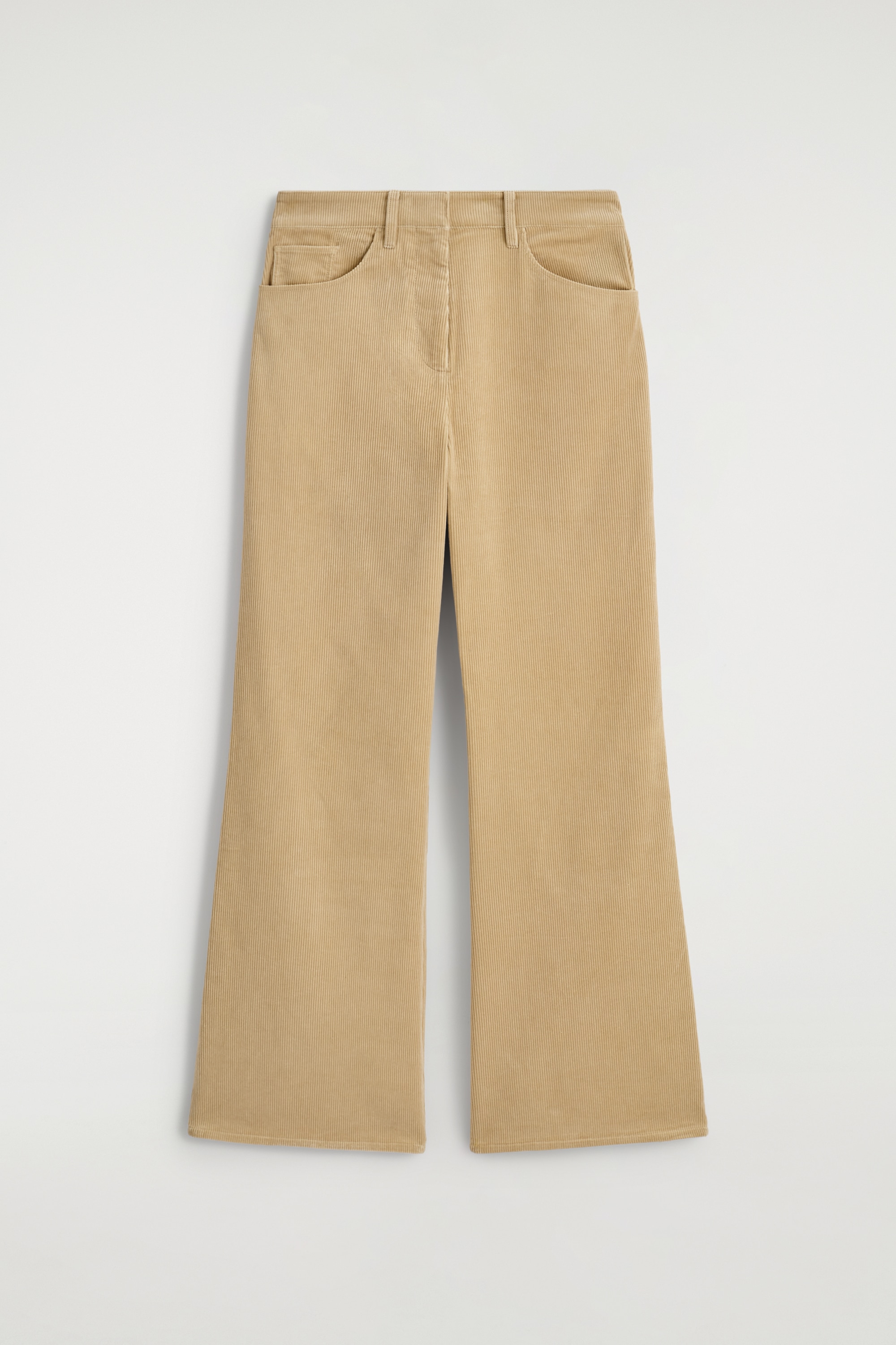 PANTALON DROIT EN VELOURS CÔTELÉ - BEIGE